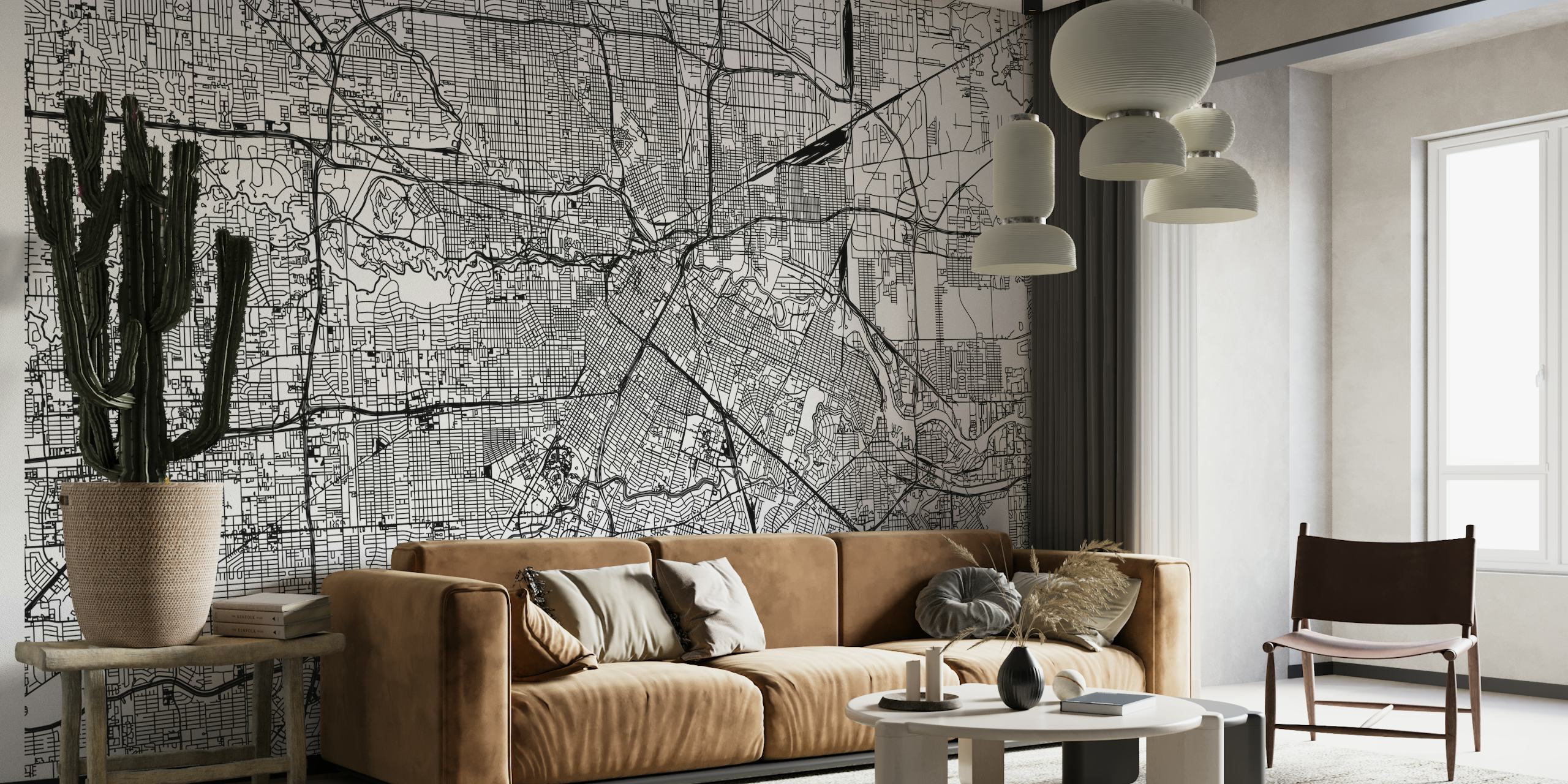 Intricate Houston City Map Wallpaper Mural
