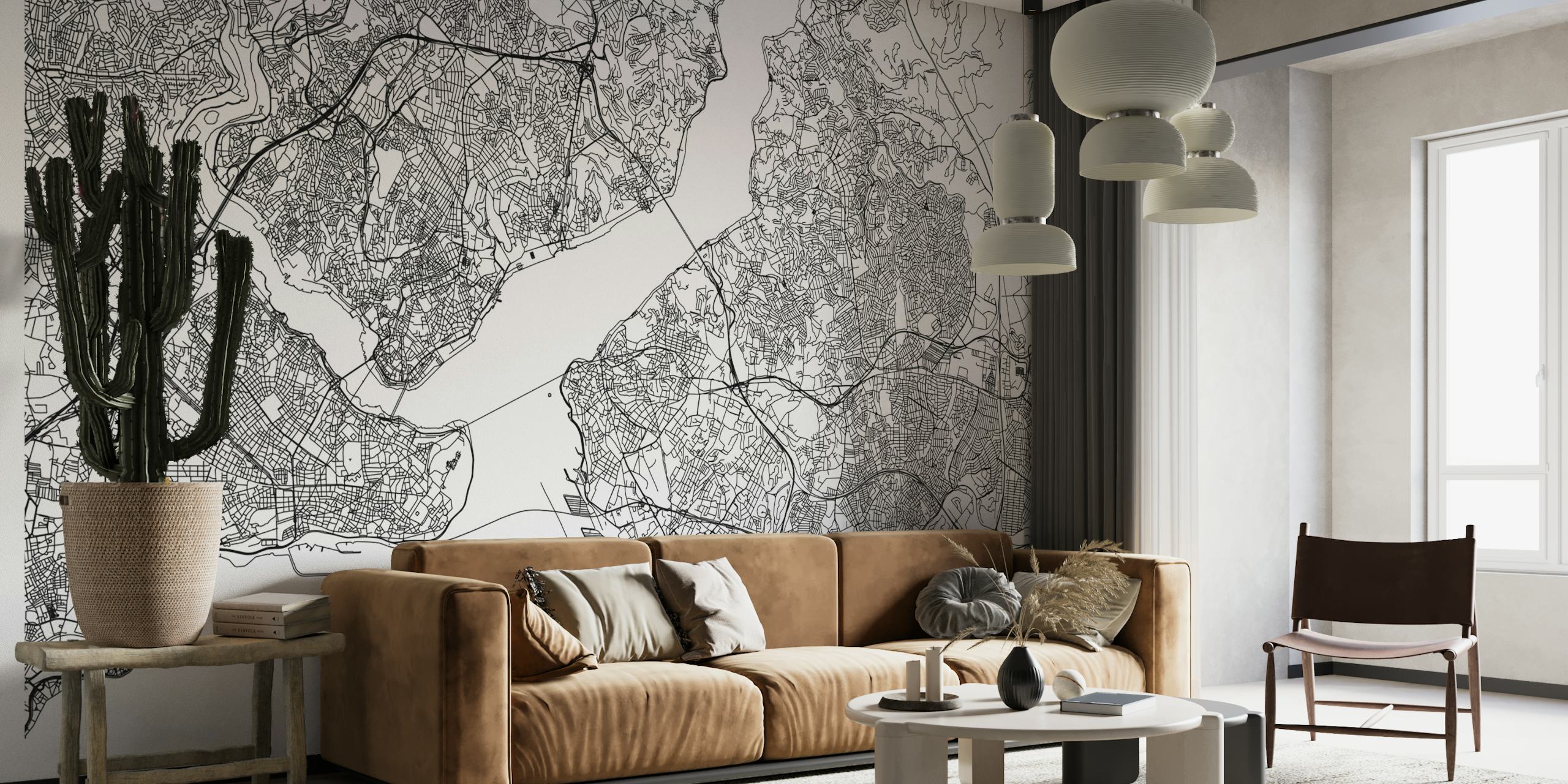 Intricate Istanbul Map Wall Mural Design