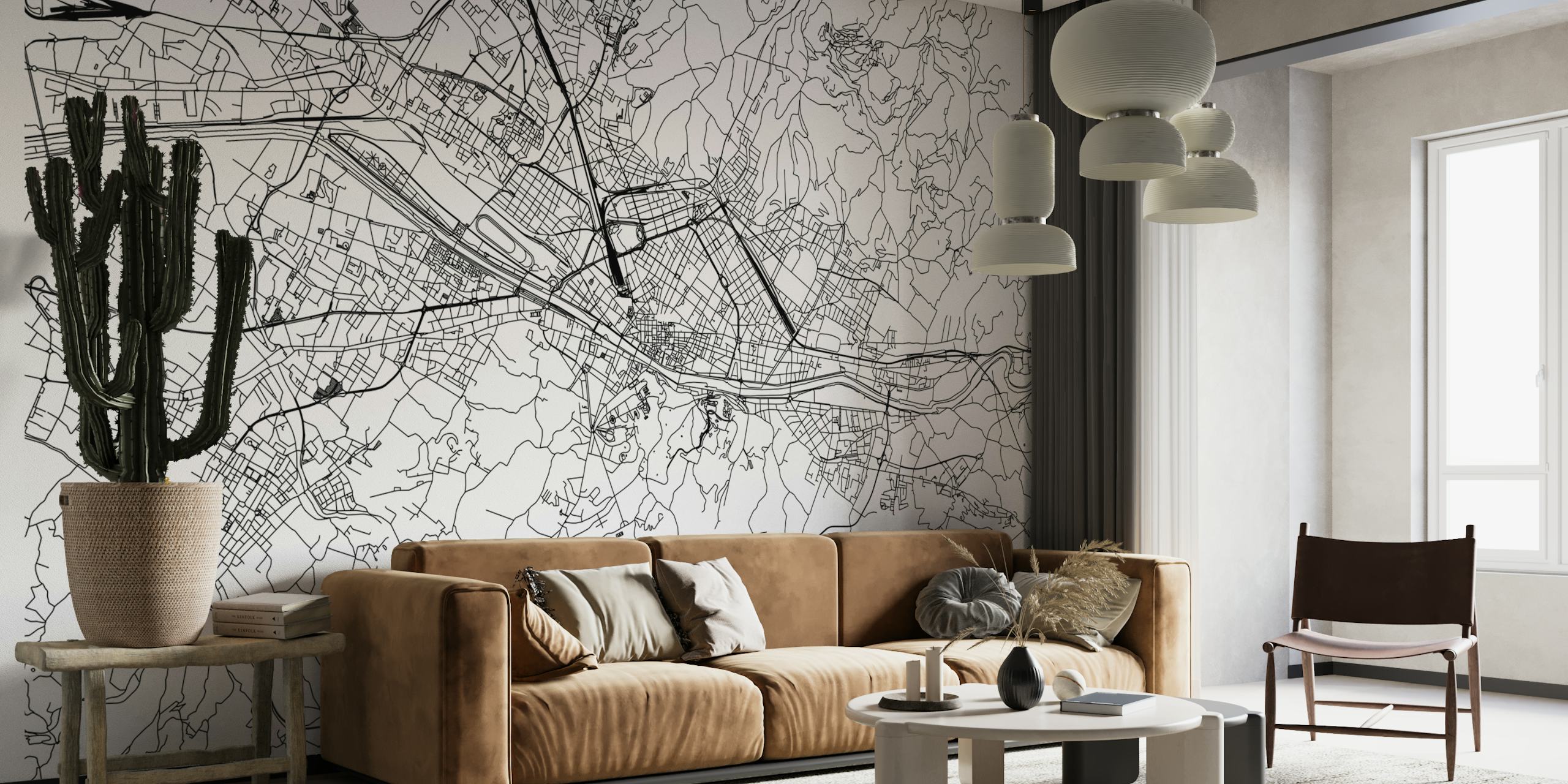 Florence map wallpaper design in a room