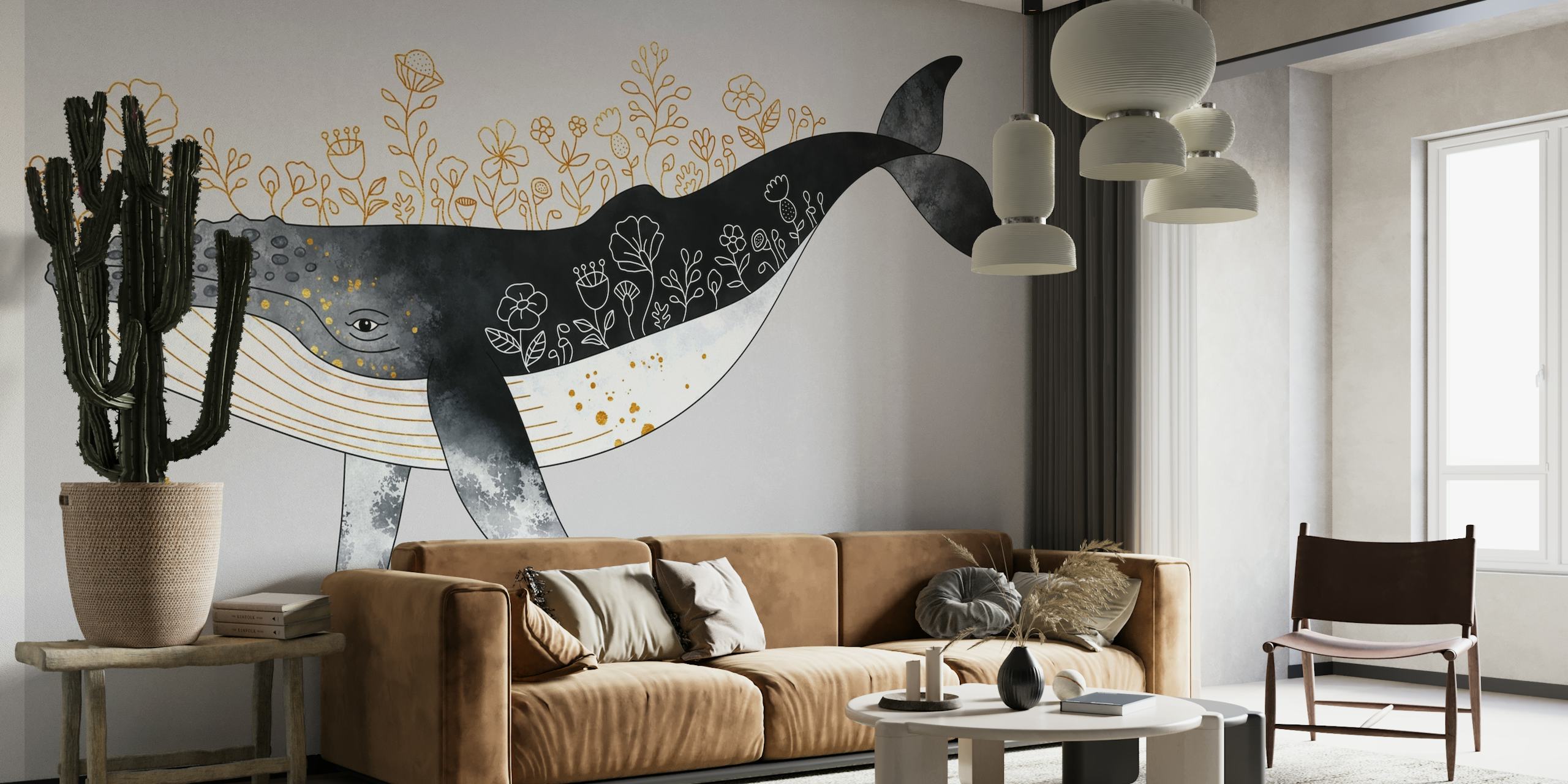 Floral Whale papel pintado