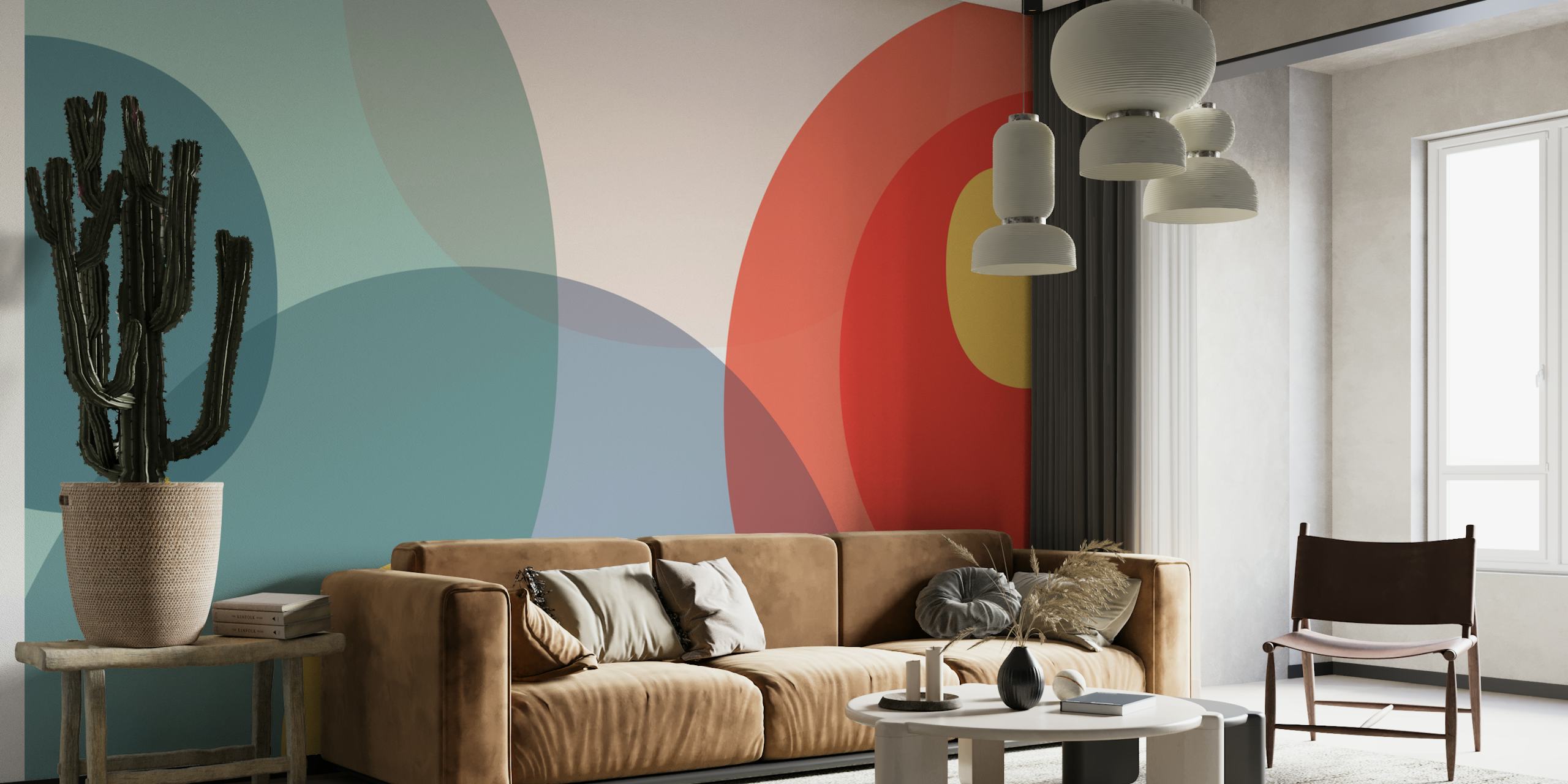 Vibrant retro wallpaper design in a room