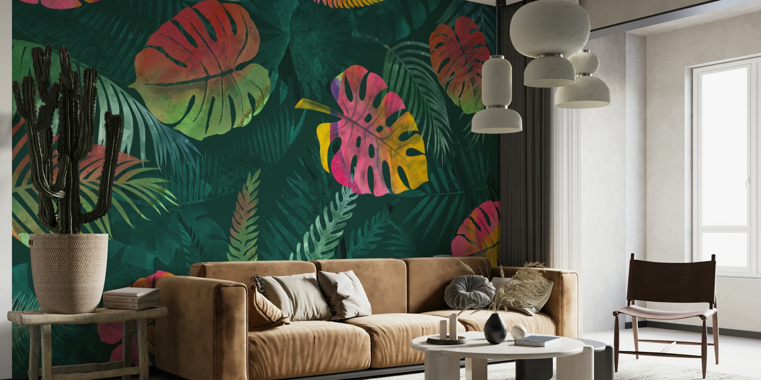 Tropical jungle wall wallpaper