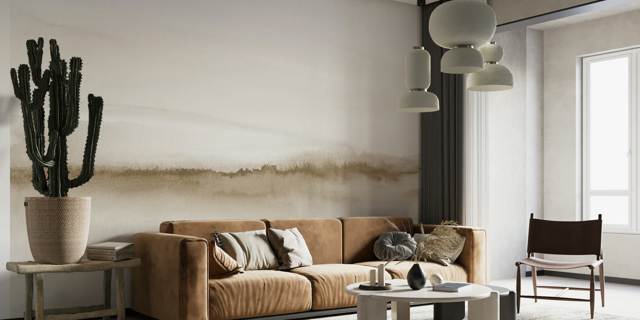 Tapeta Sepia watercolor landscape w pokoju