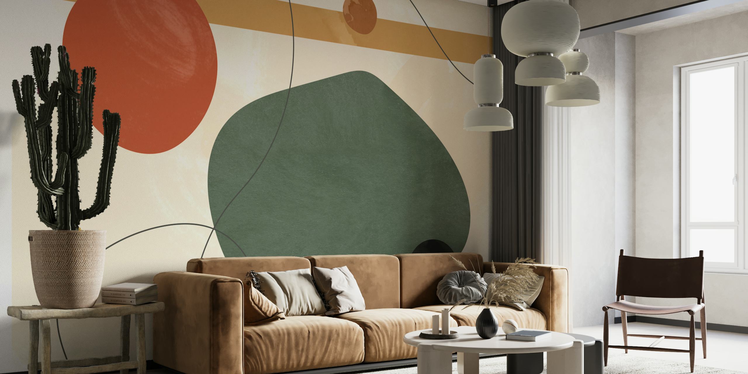 Modern Mid Century tapetdesign i ett rum