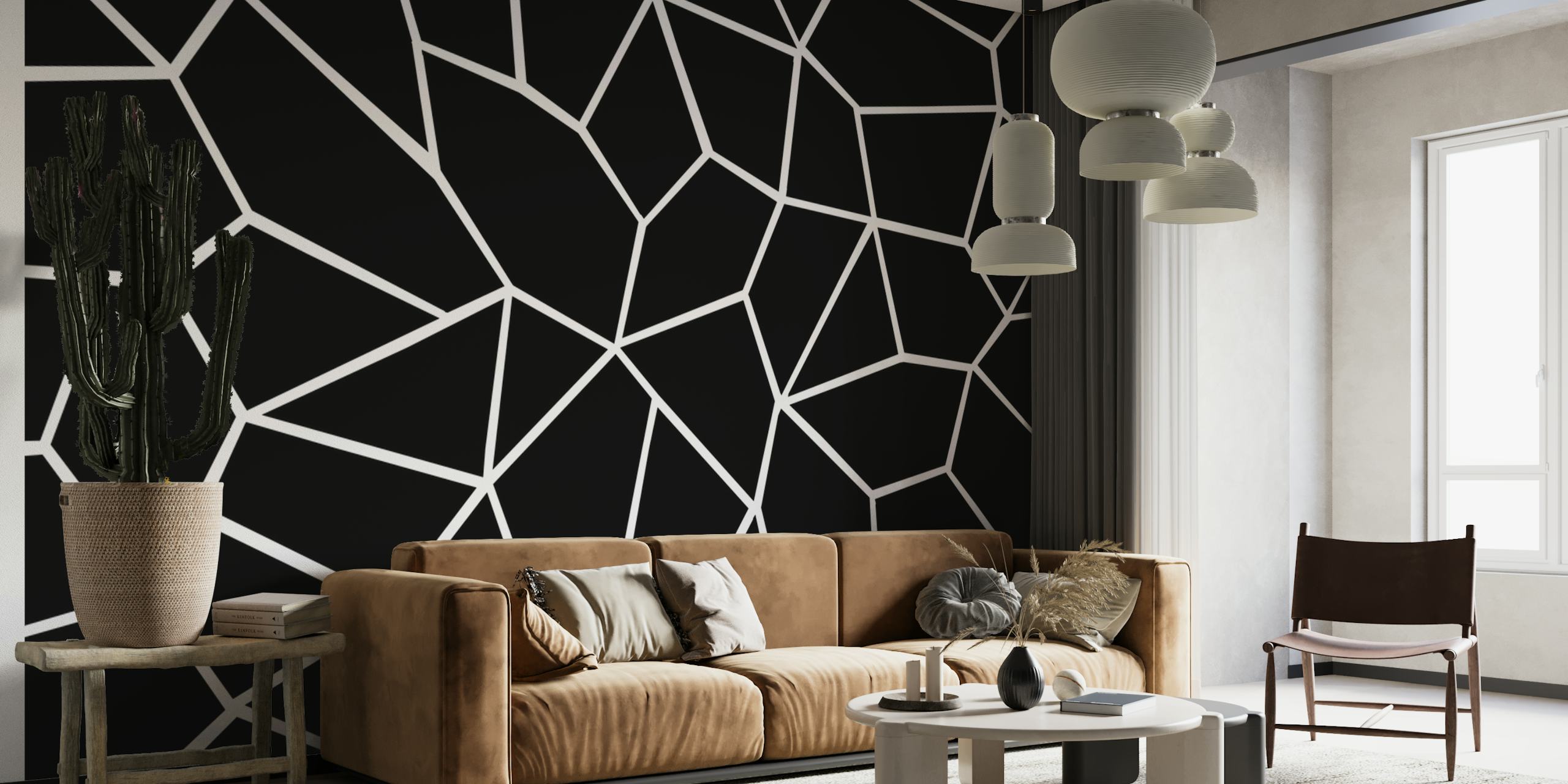 Black and white geometric pattern wallpaper