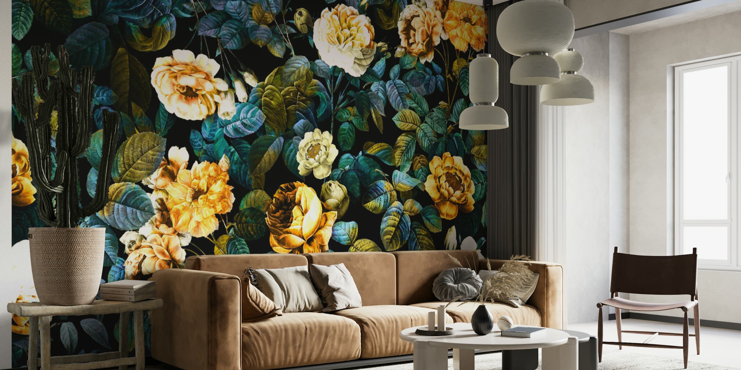 Night Forest IV floral ταπετσαρία σε ένα δωμάτιο