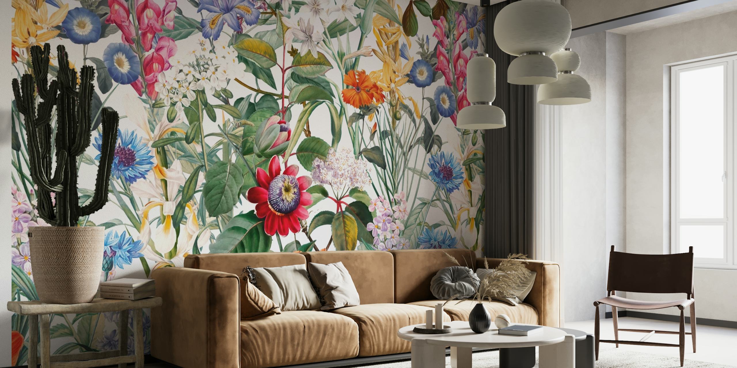 Zidna slika sa starinskim cvjetnim uzorkom koji prikazuje raznoliko šareno cvijeće i lišće