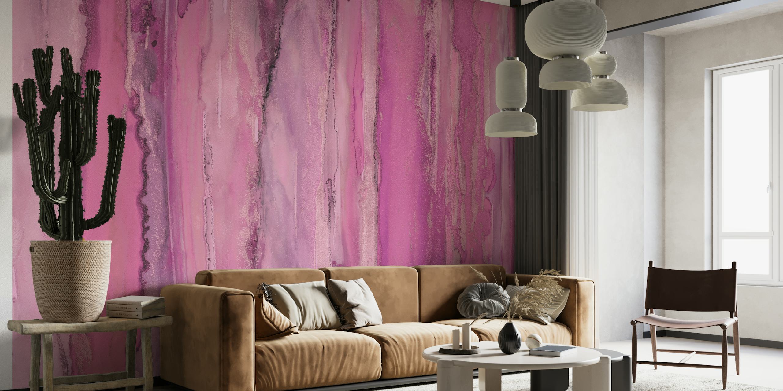 Pink Ink Texture Colorful Art papel de parede