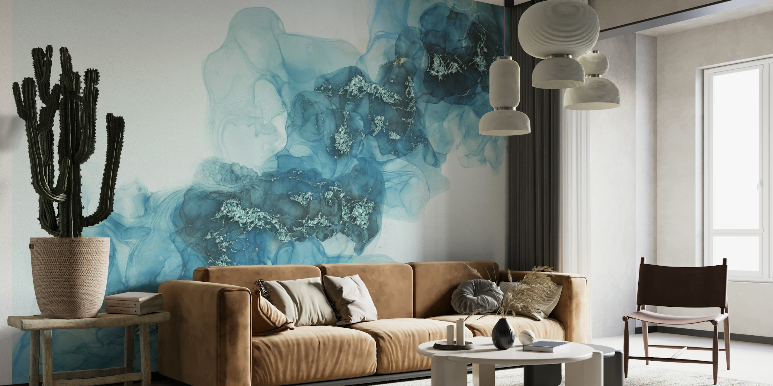 Dreamy Turquoise Ink Painting wallpaper