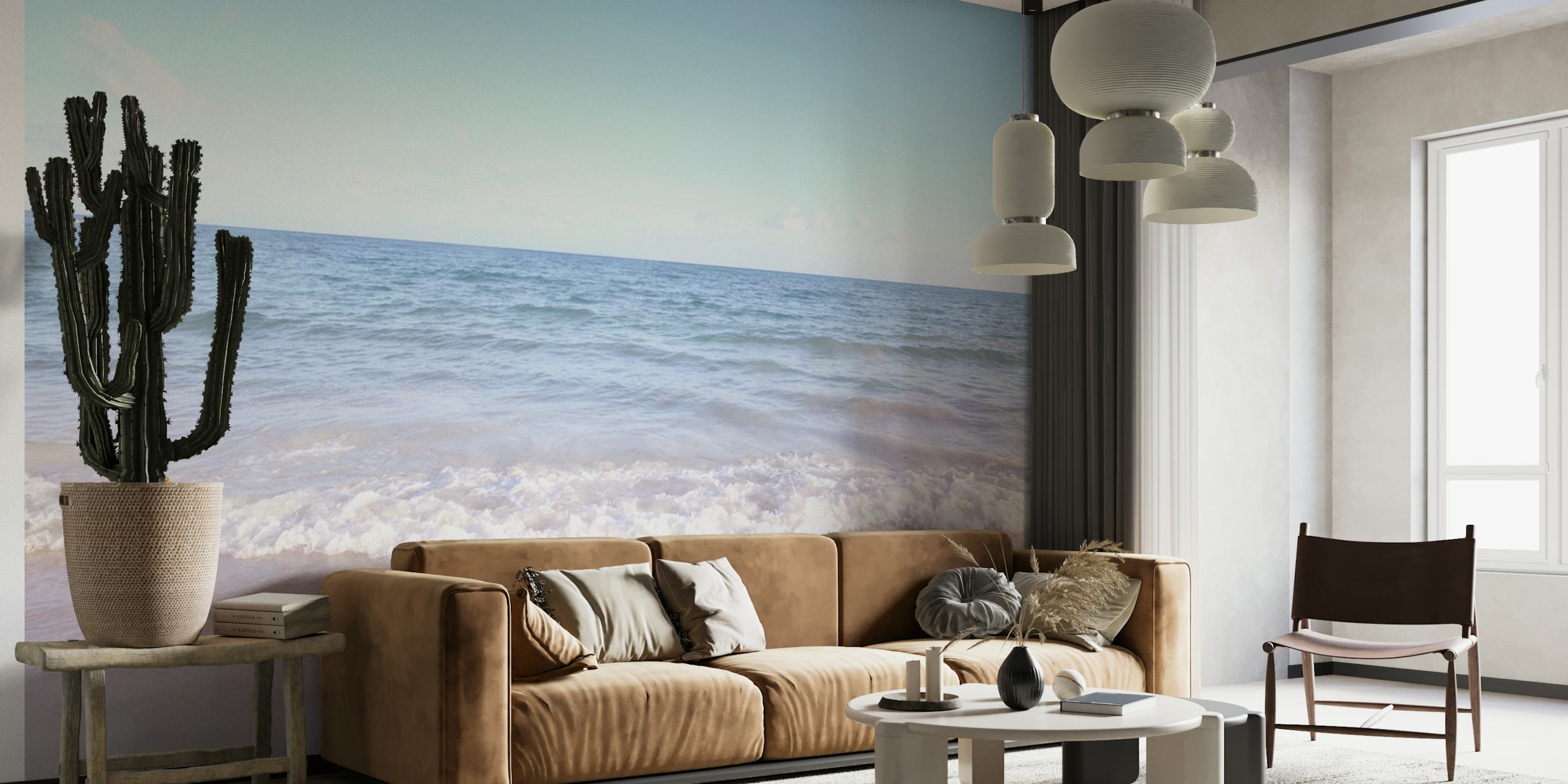 Caribbean ocean wallpaper in a room