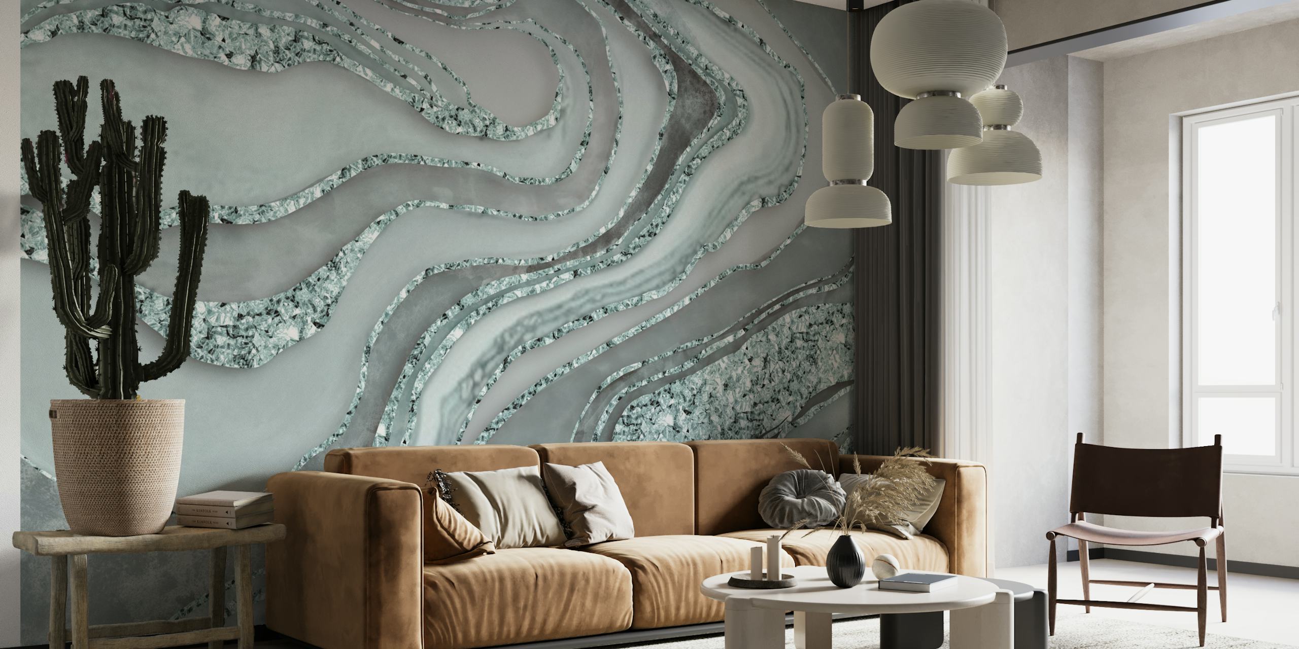 Crystal Marble Gemstone Teal wallpaper