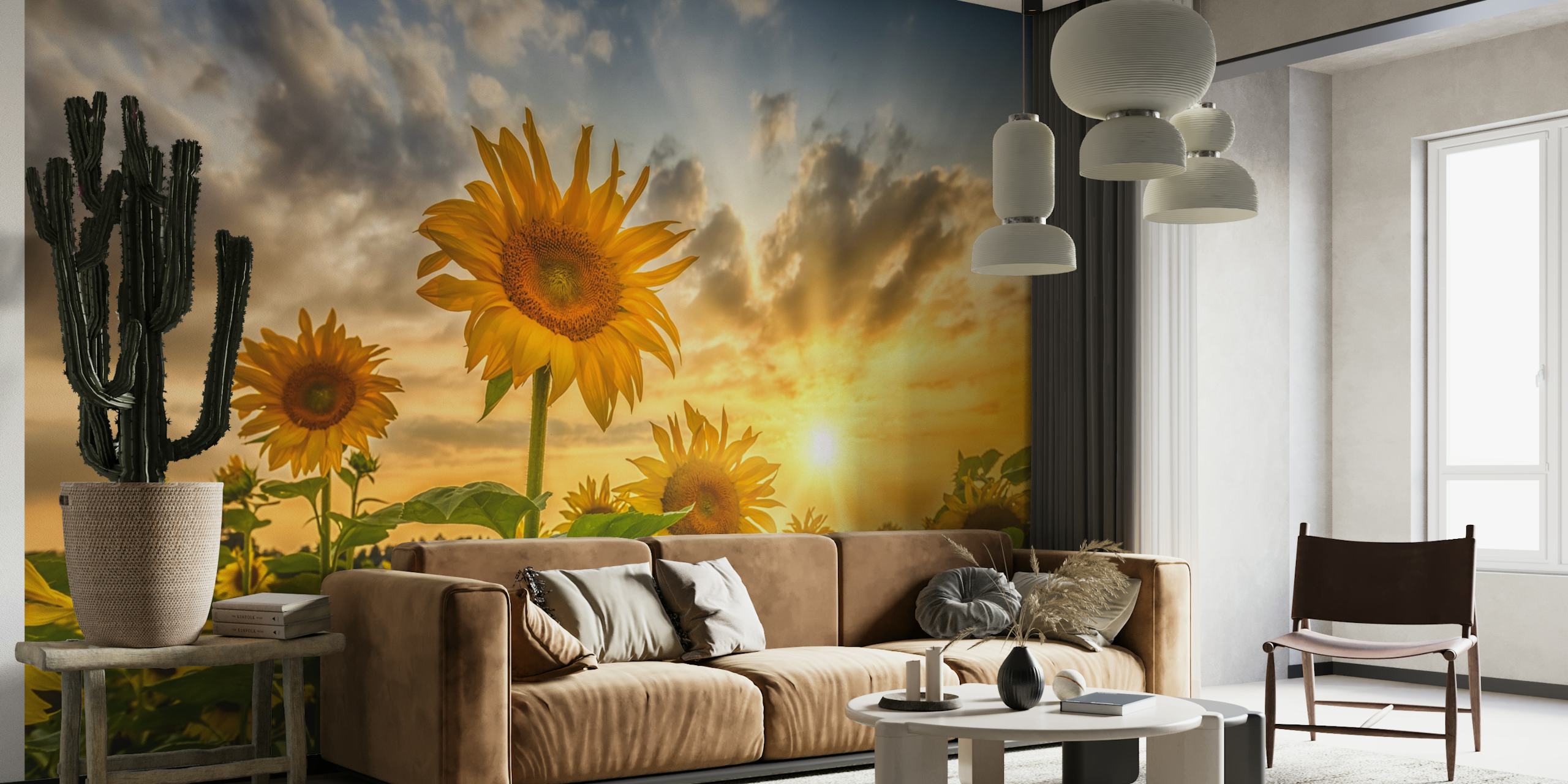 Sunflowers in sunset wallpaper