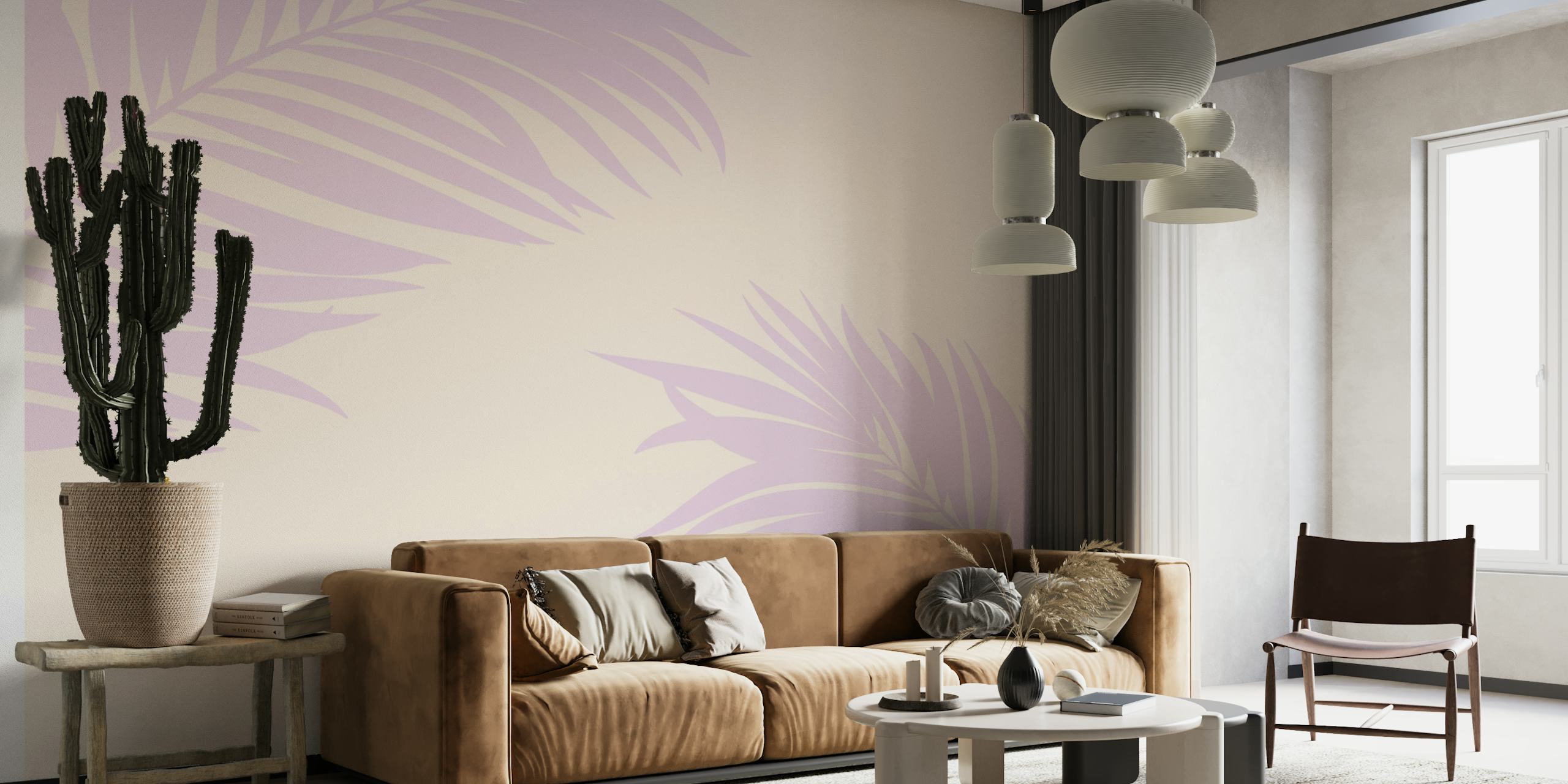 Purple Palm Leaf Art behang