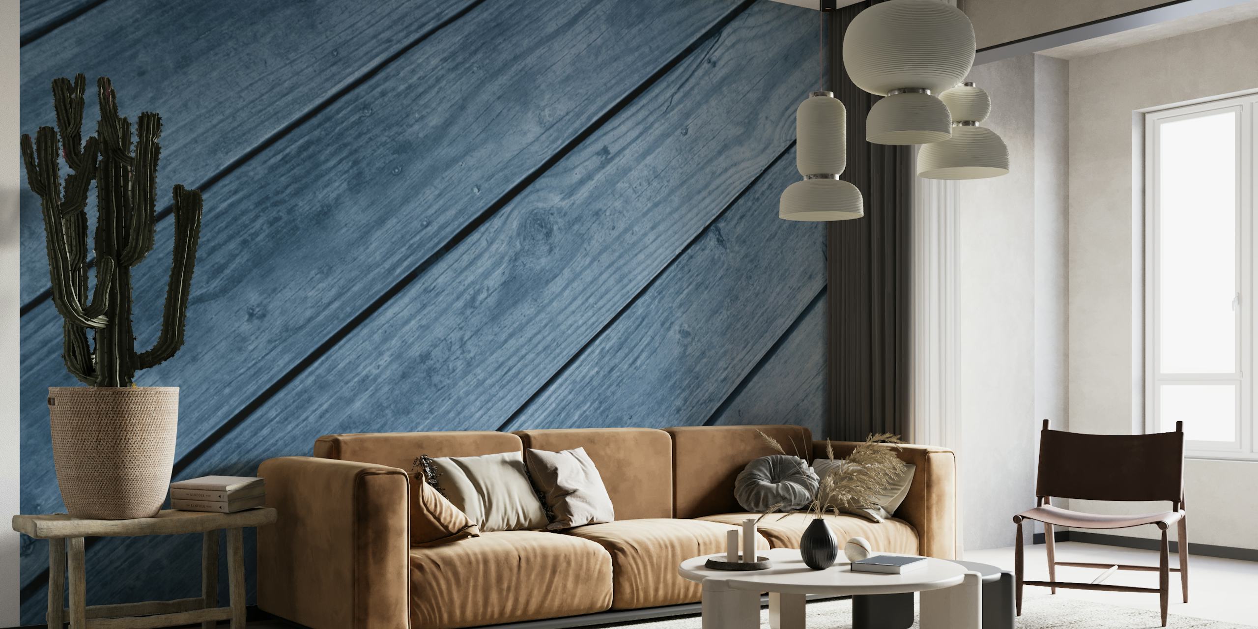 Rustic Wood Stripes behang in een kamer