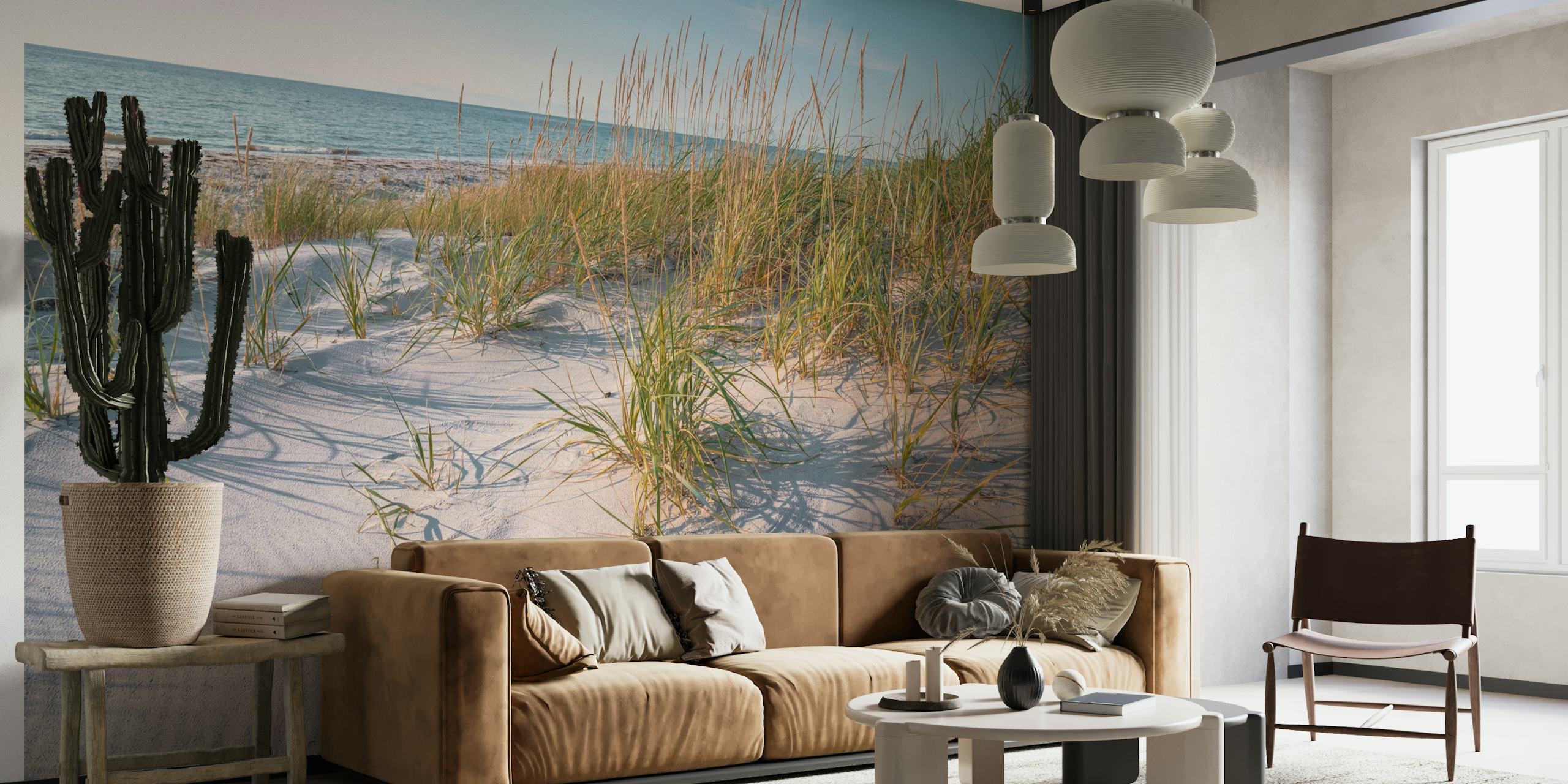 Beach grass on soft sand by the ocean wallpaper