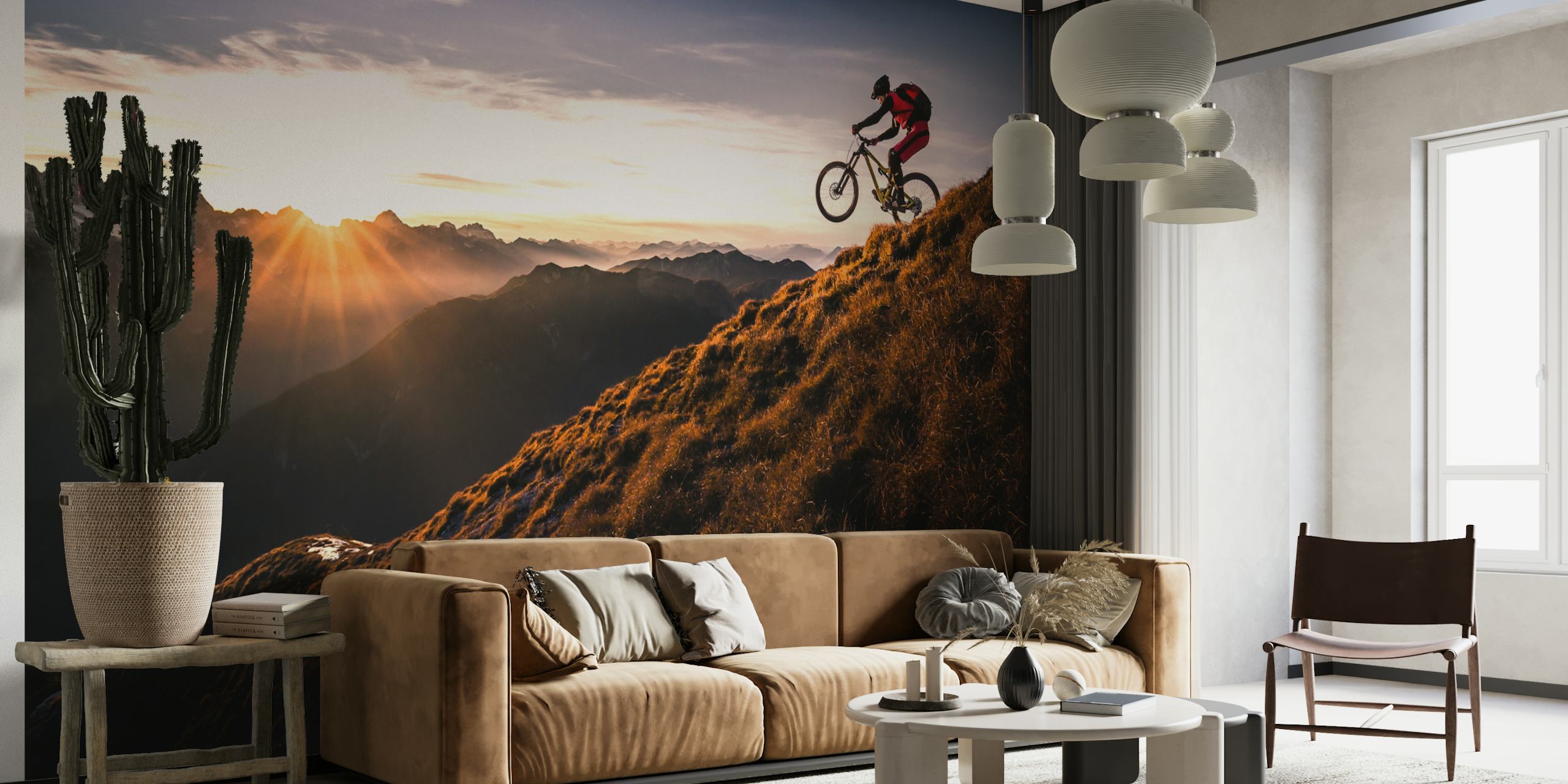 Ταπετσαρία που απεικονίζει έναν ποδηλάτη σε ένα βουνό