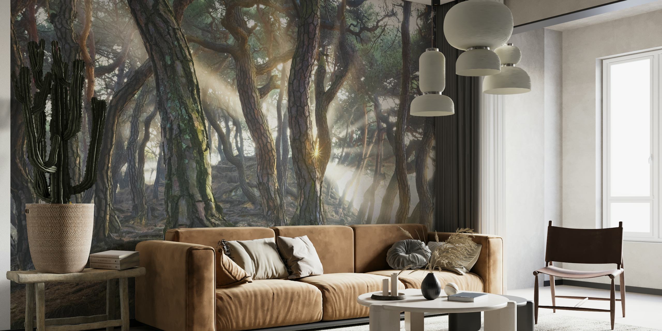 Sacred Pine Trees tapet i et lyst rum