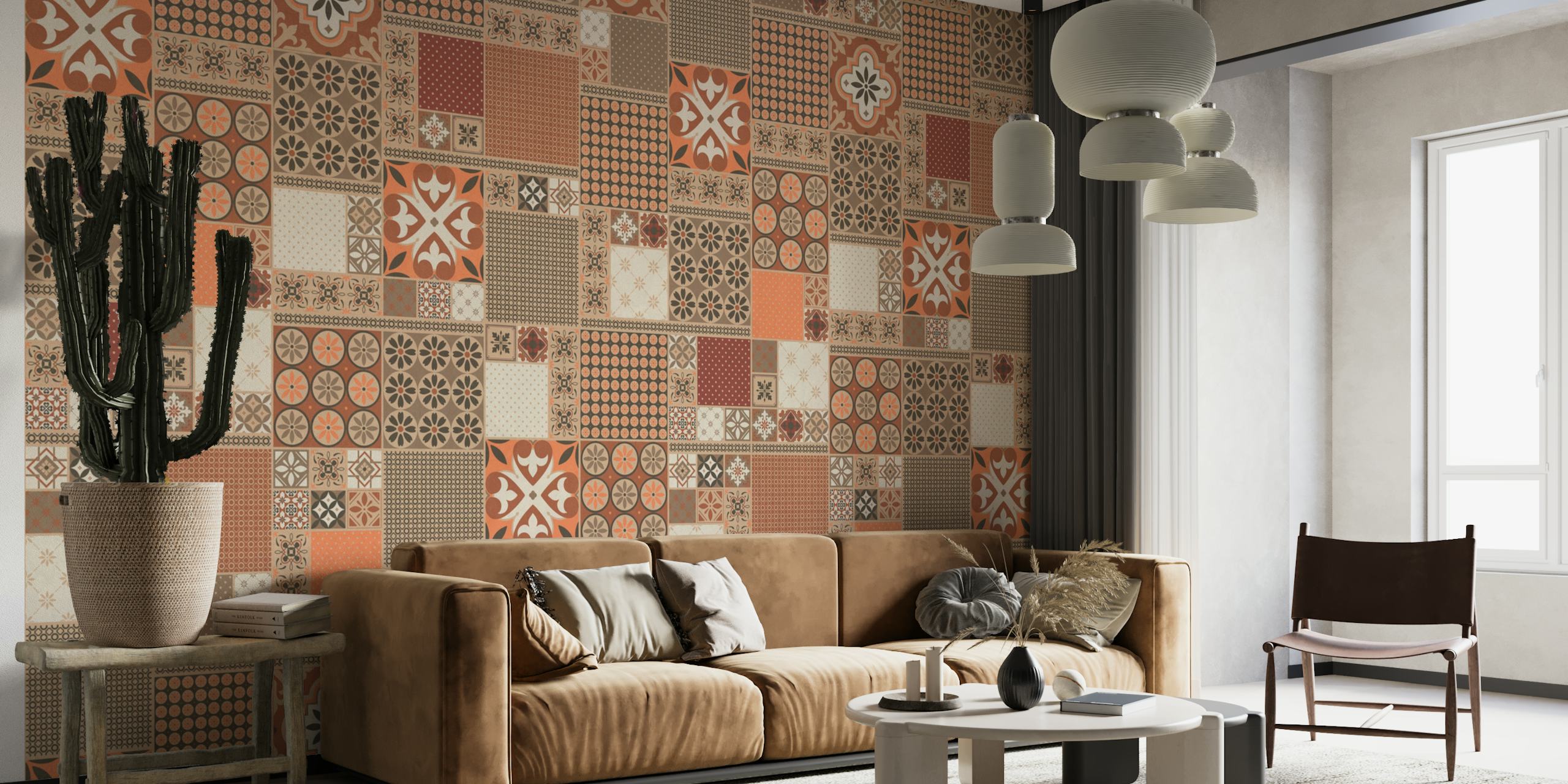Alhambra Tiles Orange Rust tapet i ett rum