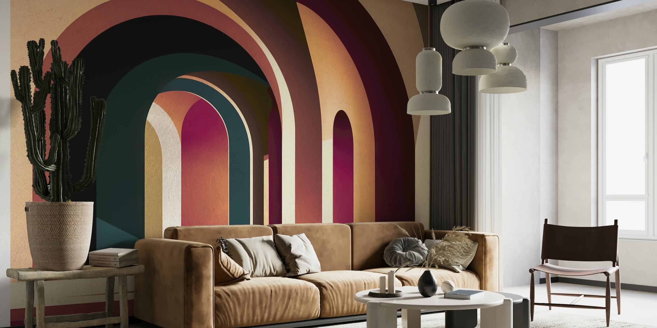 Retro Arches tapetdesign i et rum