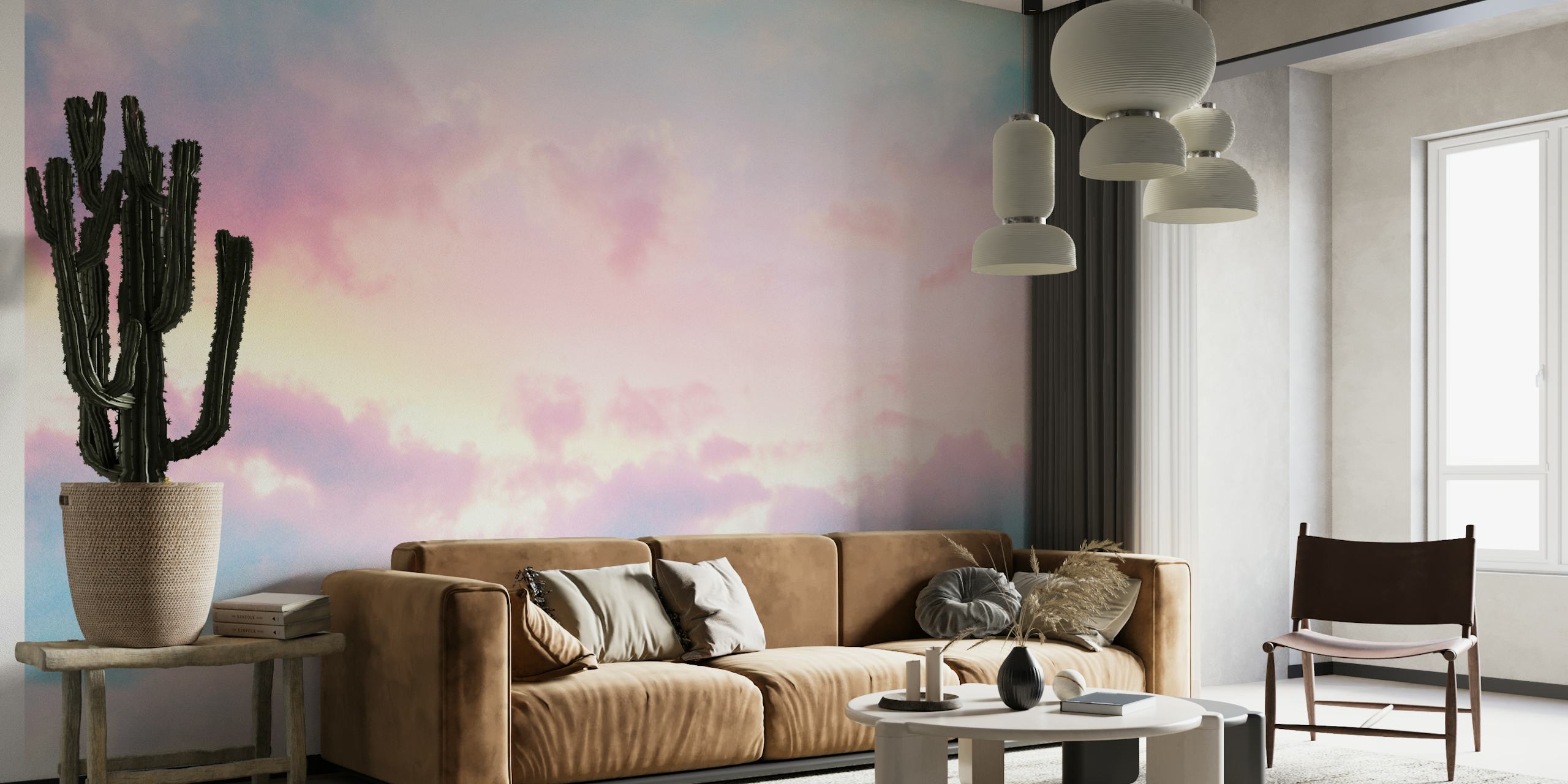 Unicorn no meio de pastel Cloud mural