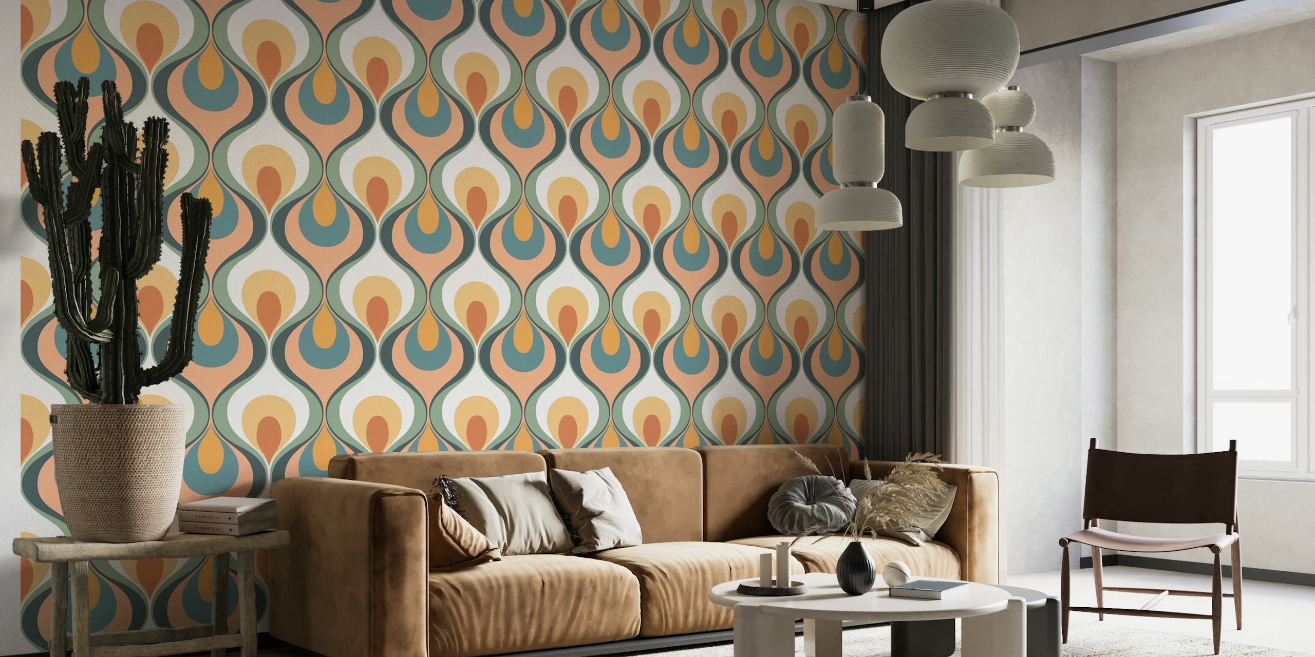 Retro Mood Pastel Multicolor patrón de papel tapiz