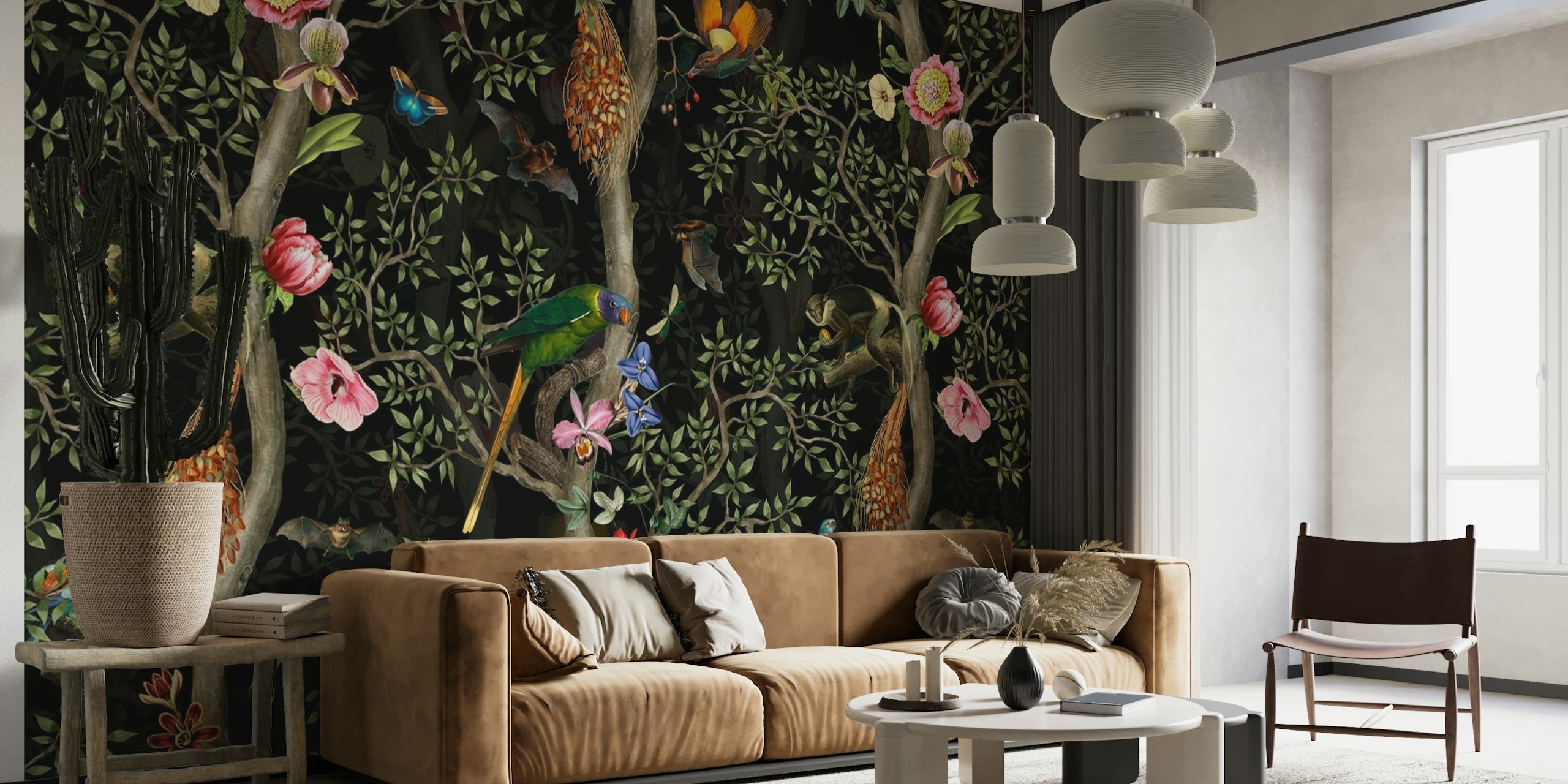 Chinoiserie Tropical Night wallpaper