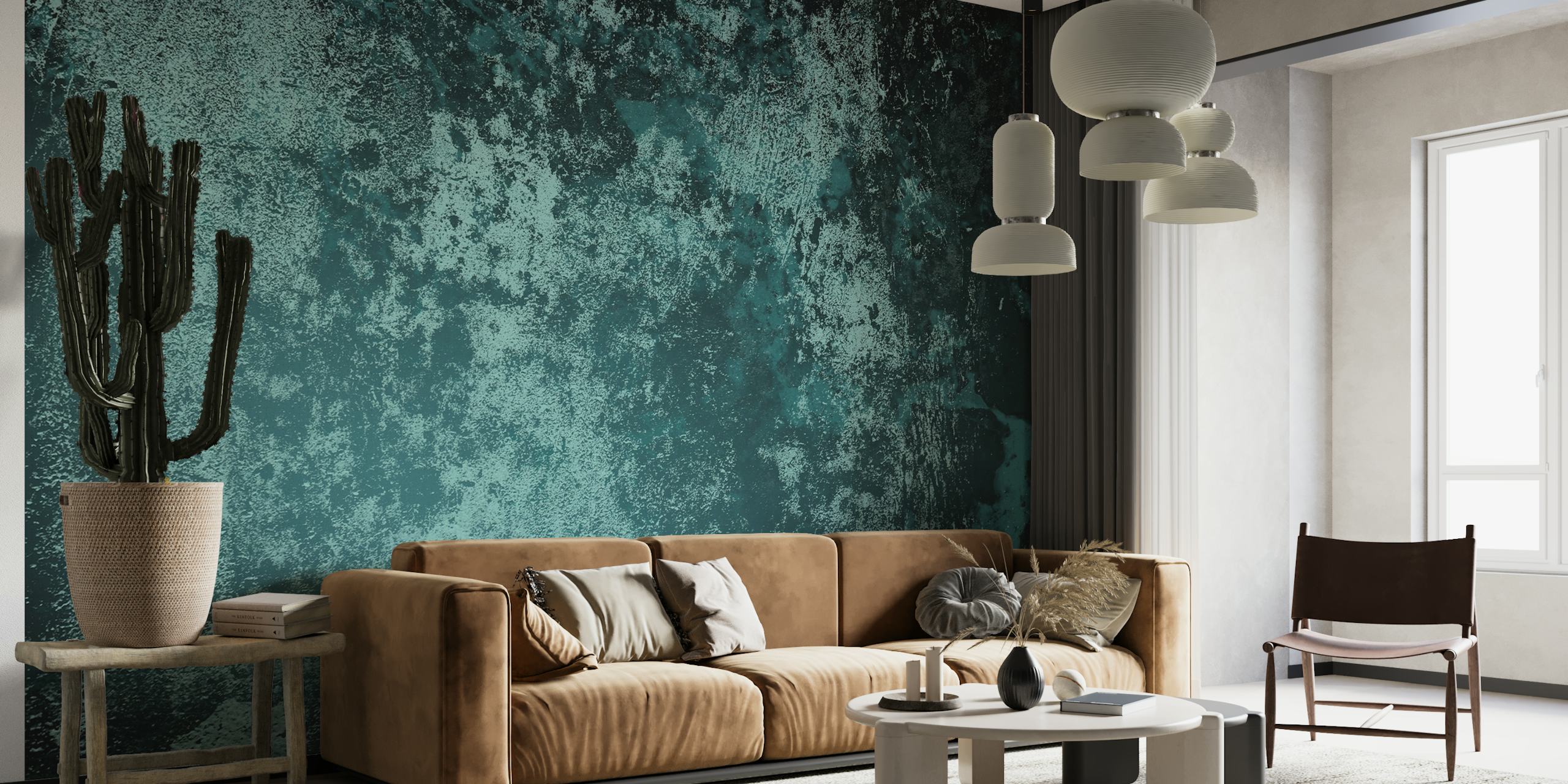 Teal blue concrete texture wallpaper with gritty patterns