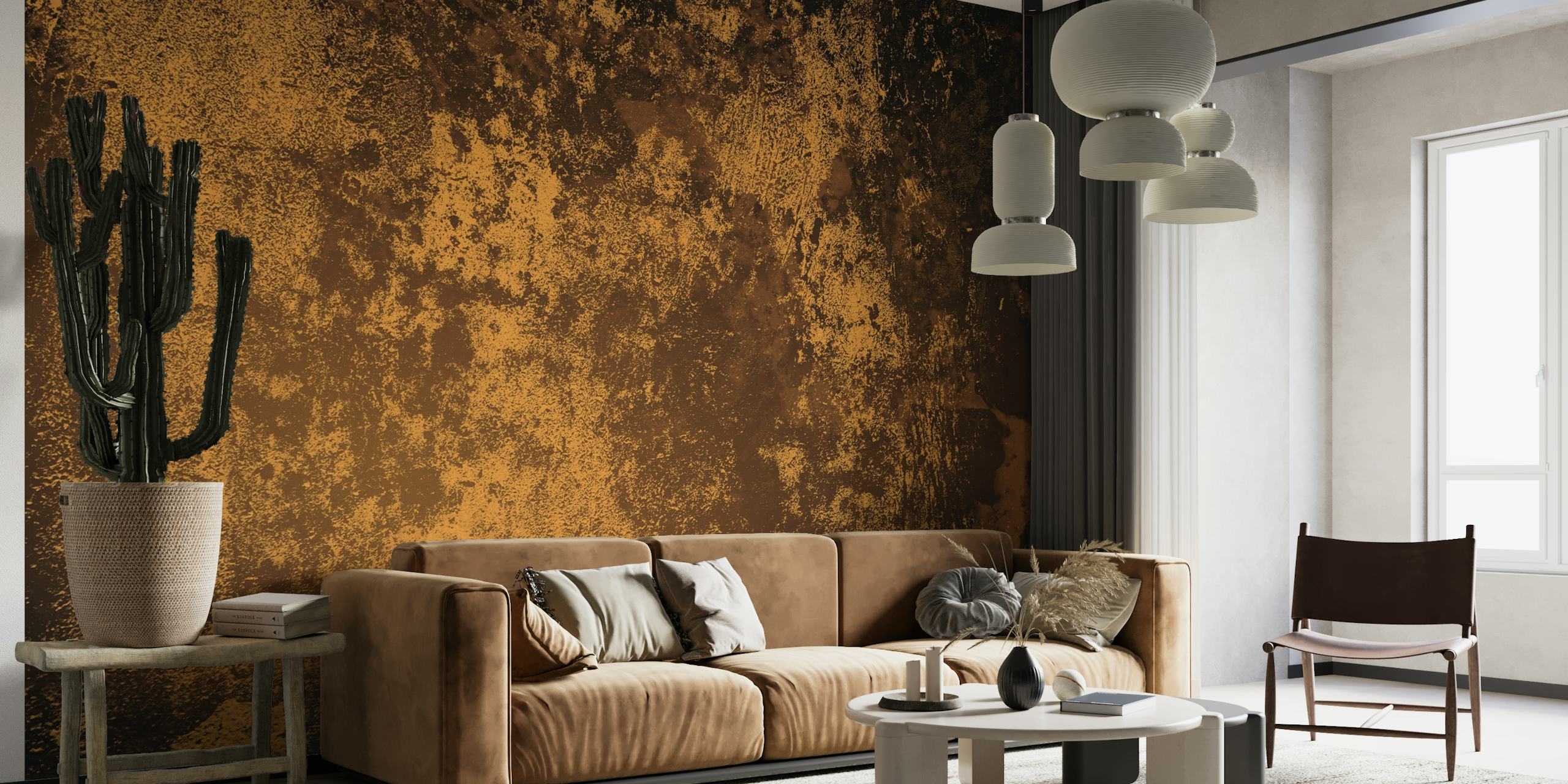 Concrete texture yellow brown wallpaper