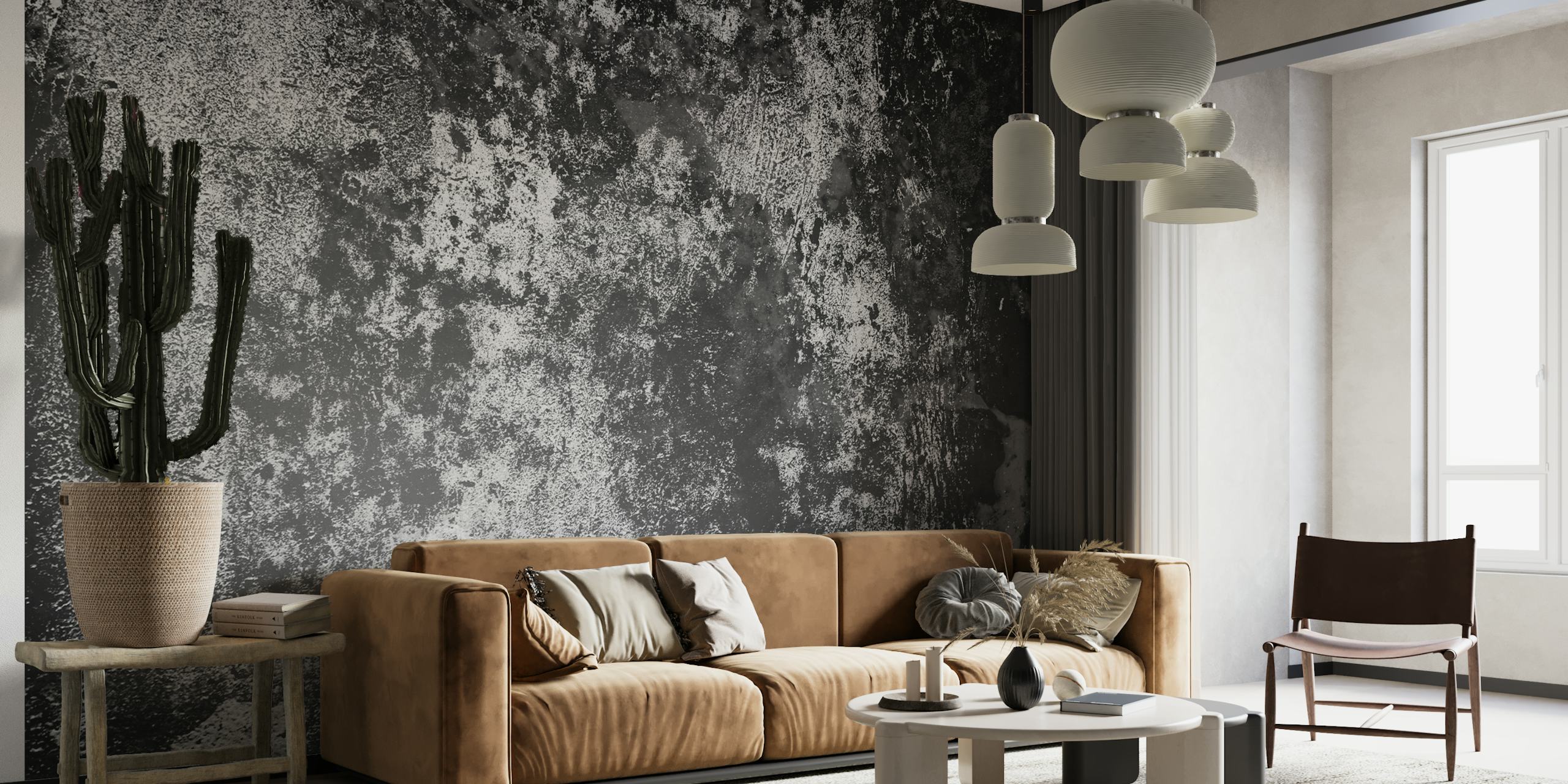 Concrete texture in grey black behang