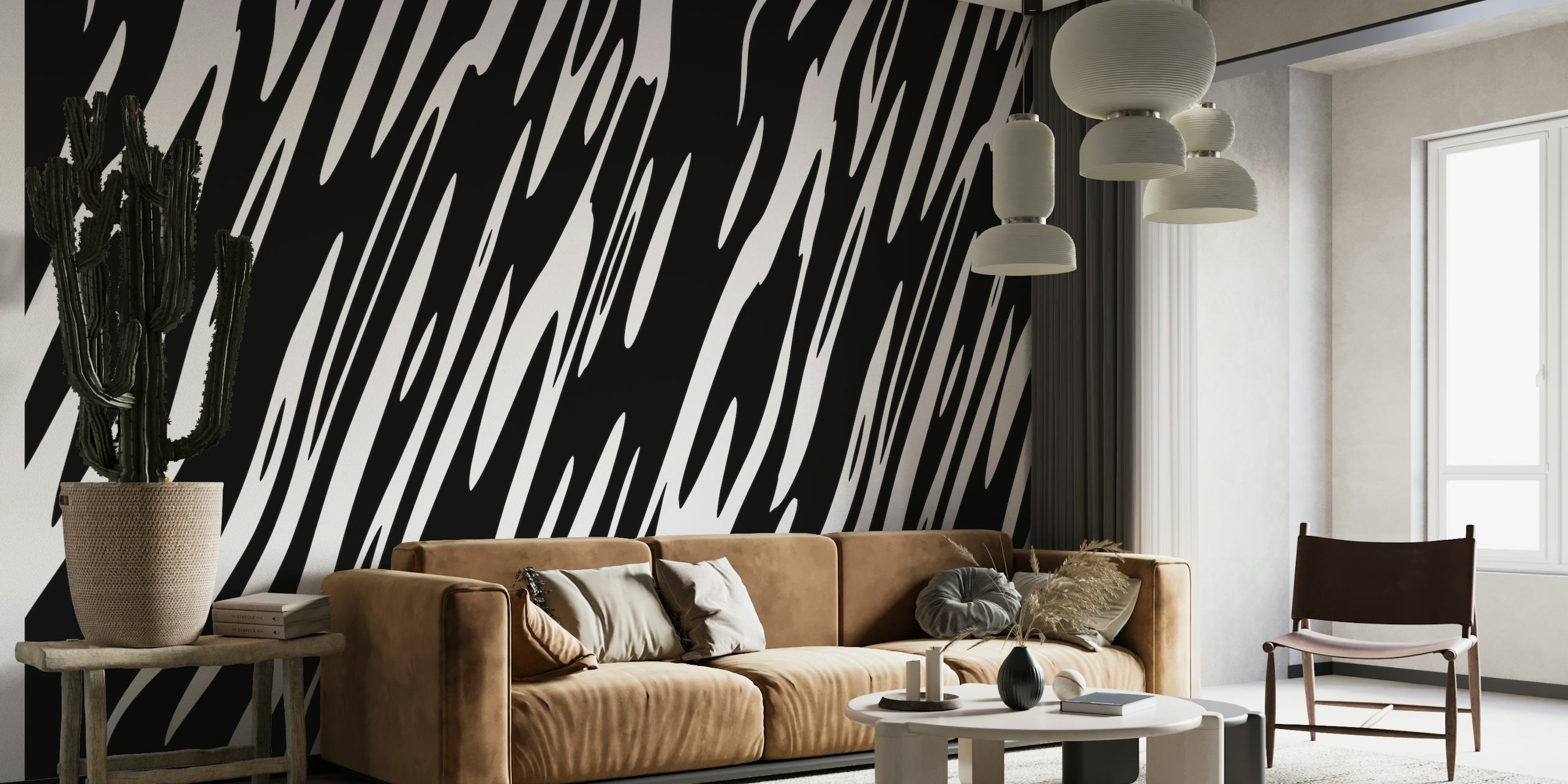 Organic Black And White Stripe wallpaper