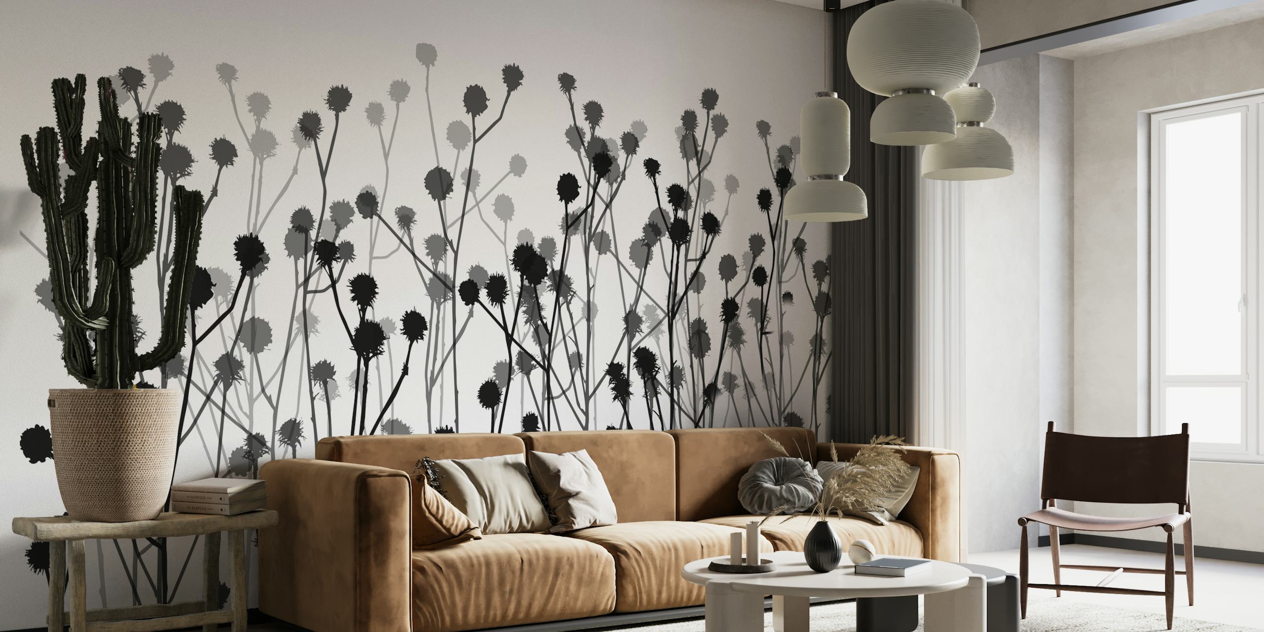 Minimalistic Botany White wallpaper