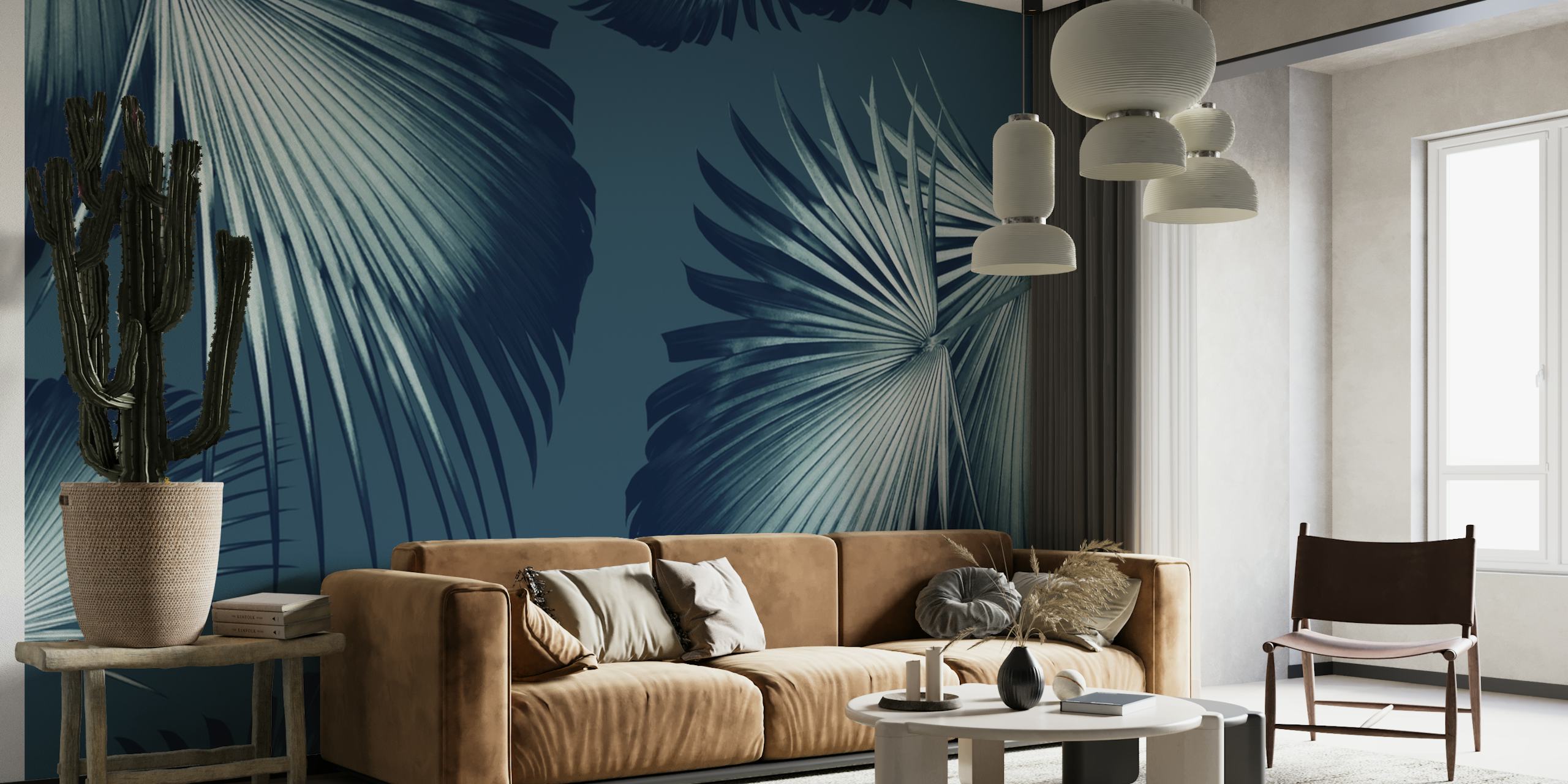 Papel de parede Fan Palm Leaves Paradise 12 em um quarto