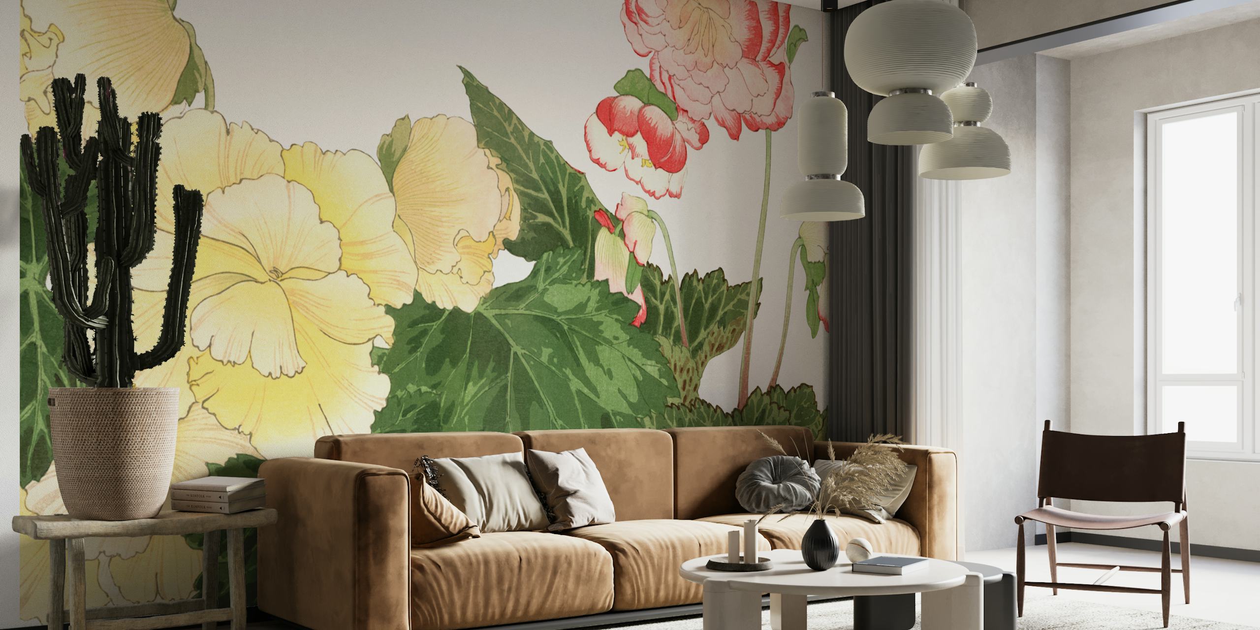 Japan Begonia Floral wallpaper in a room