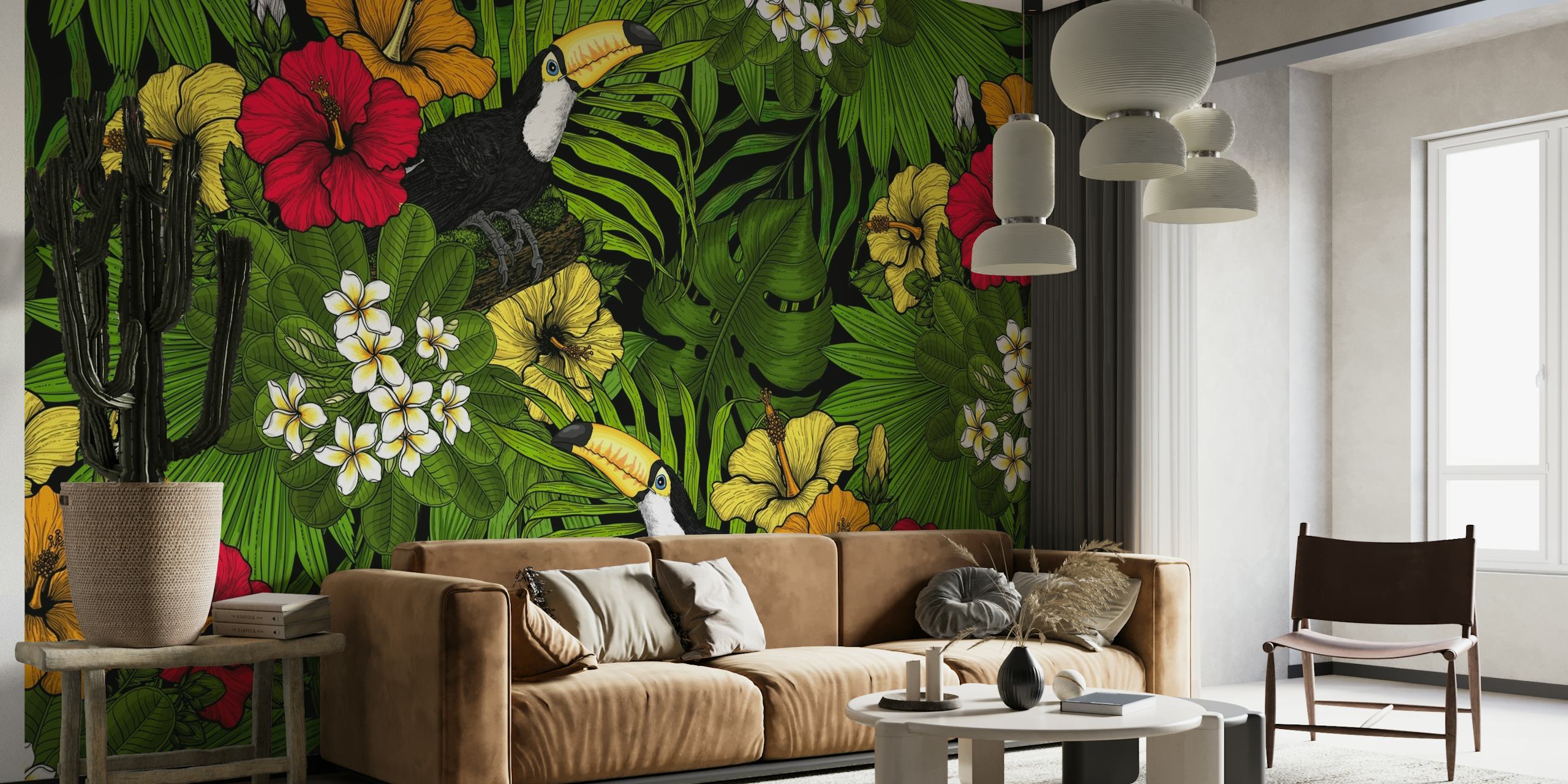 Toucans amd tropical flora 3 wallpaper