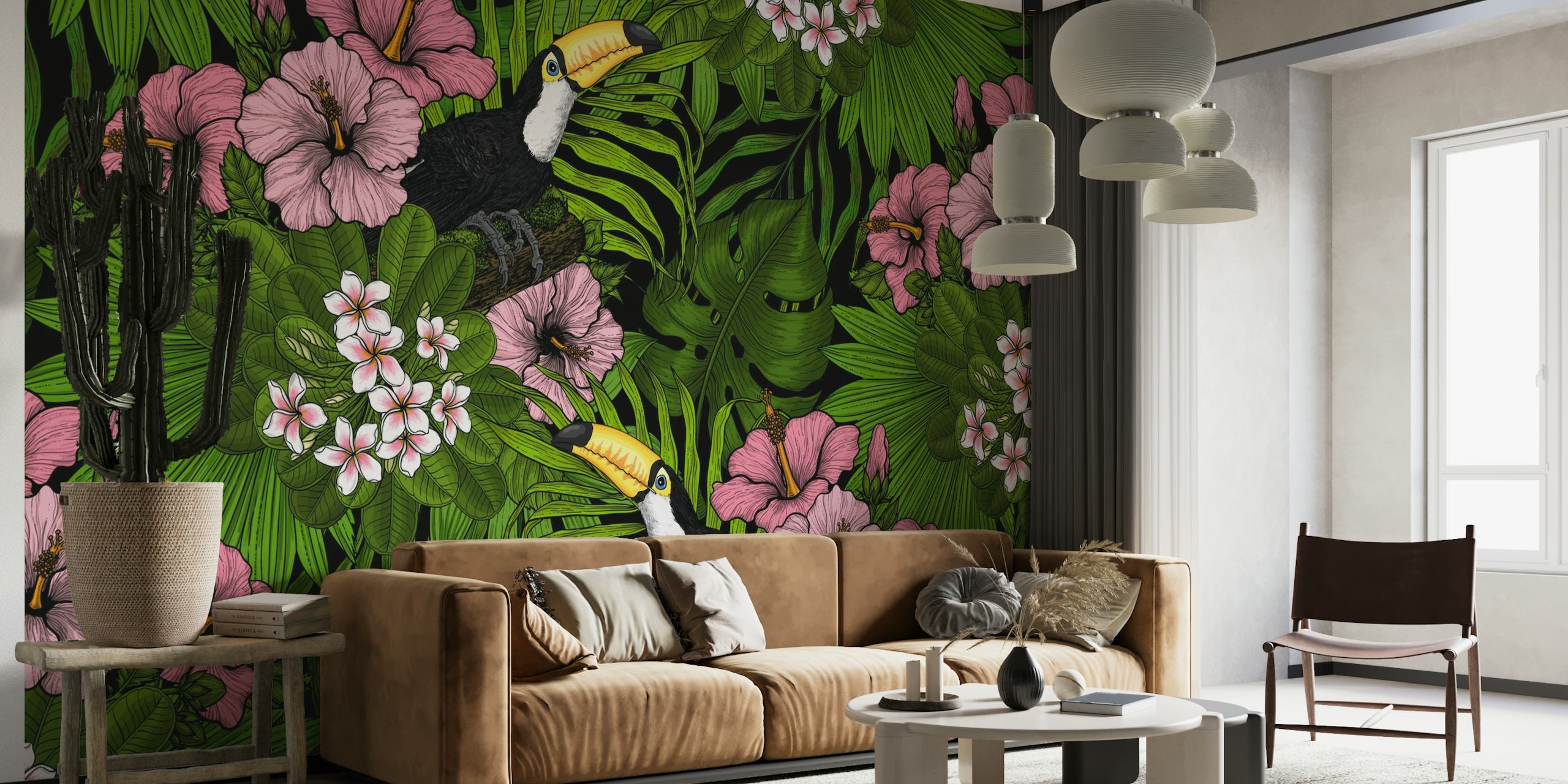 Toucans amd tropical flora 4 papiers peint