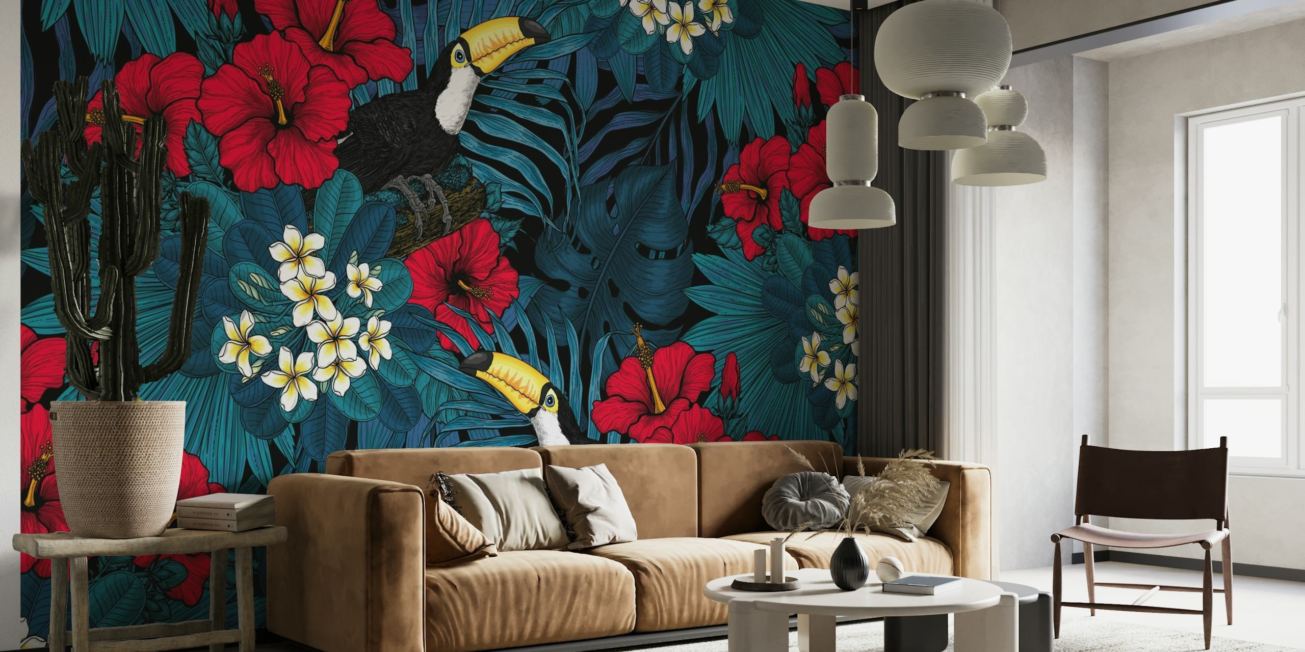 Toucans amd tropical flora 2 wallpaper