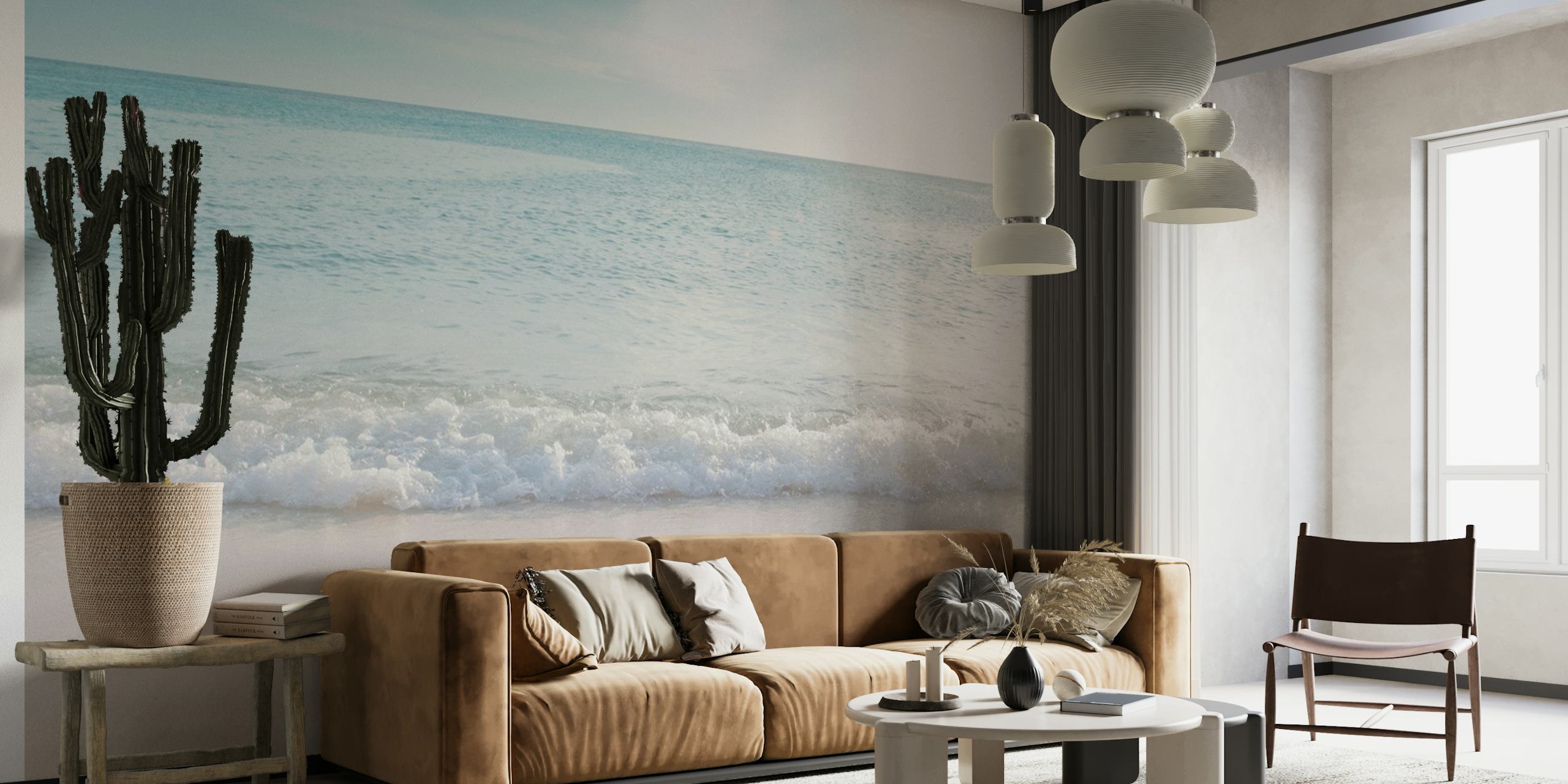 Soft Pastel Ocean Waves Tapete in einem Zimmer