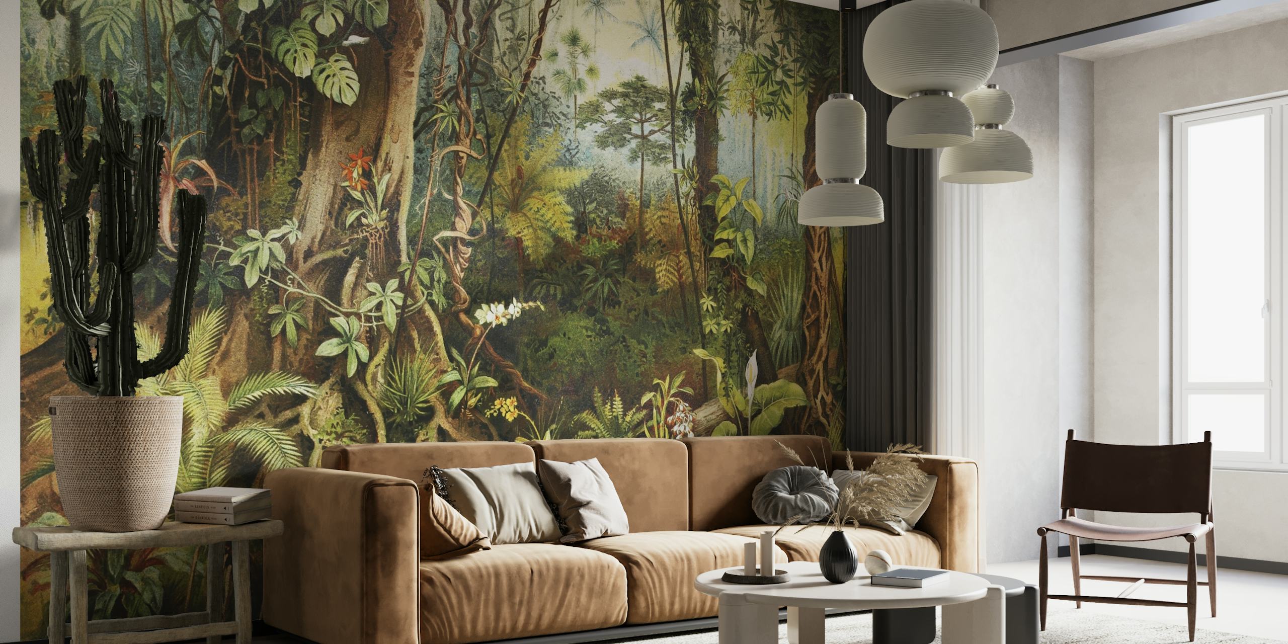 Lush rainforest Vintage Jungle Wallpaper design