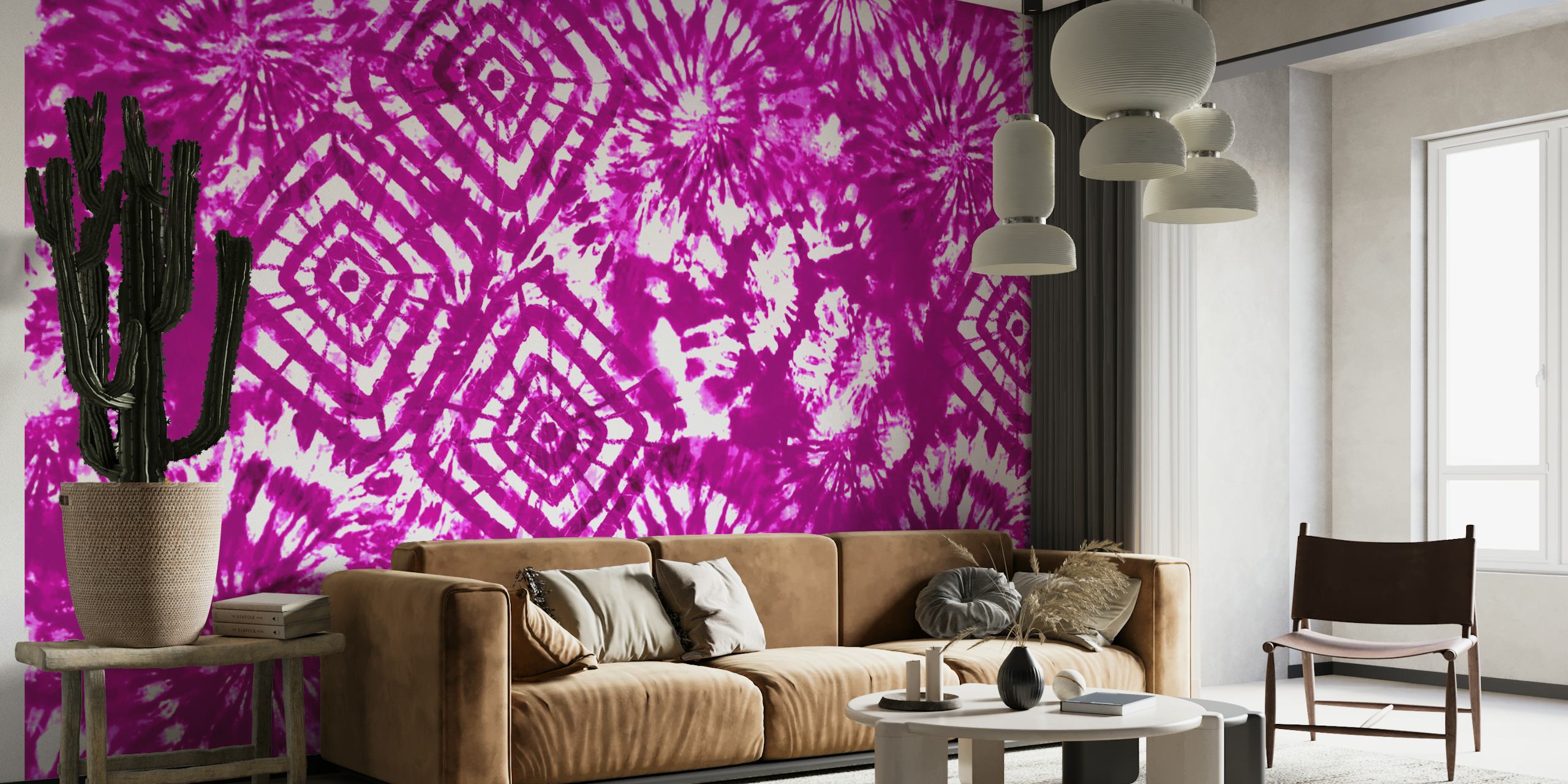 Pretty Pink Tie Dye Tapete in einem Raum
