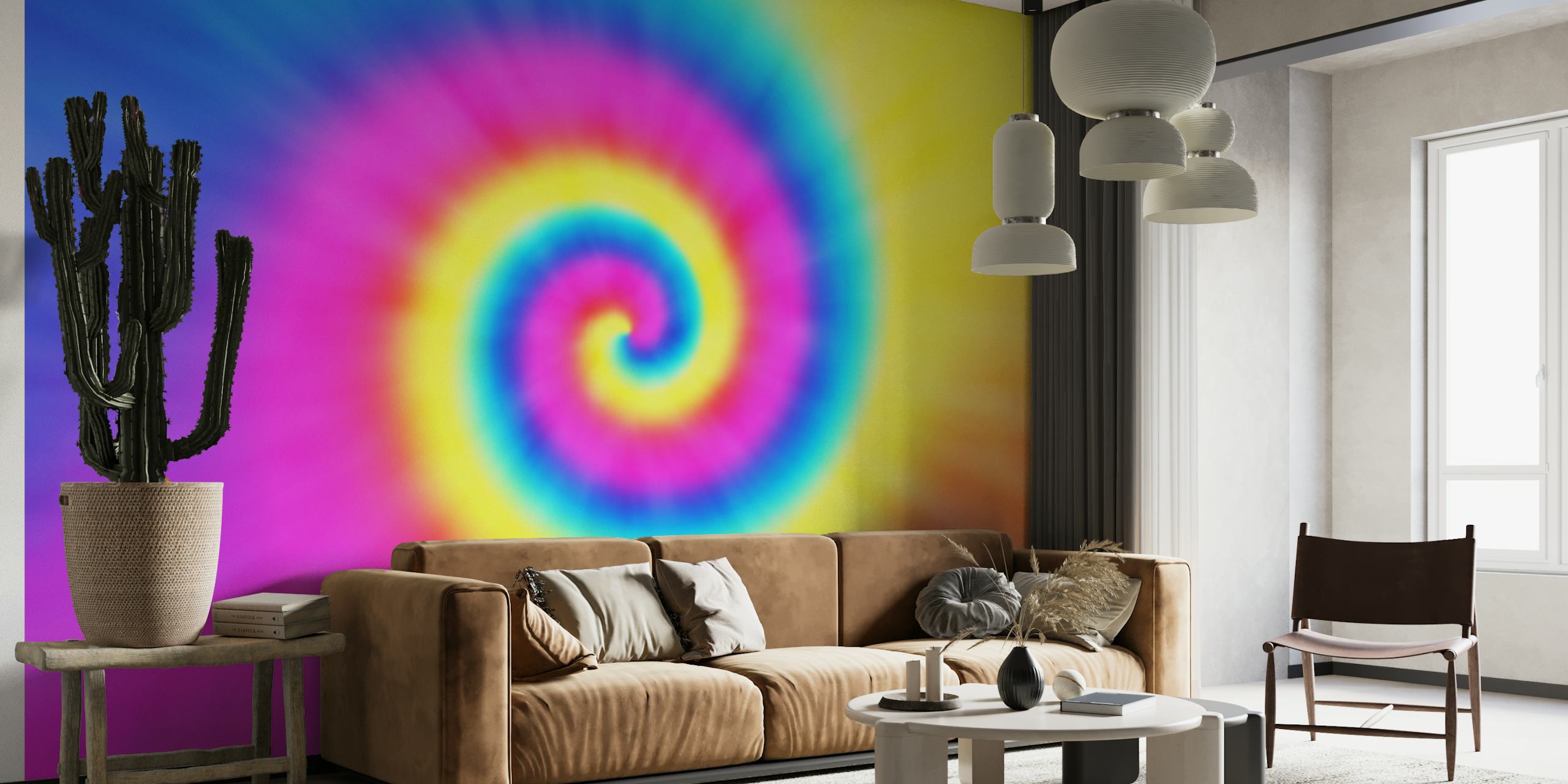 Psychedelisches Tie-Dye-Wandbild mit lebendigen, wirbelnden Farben