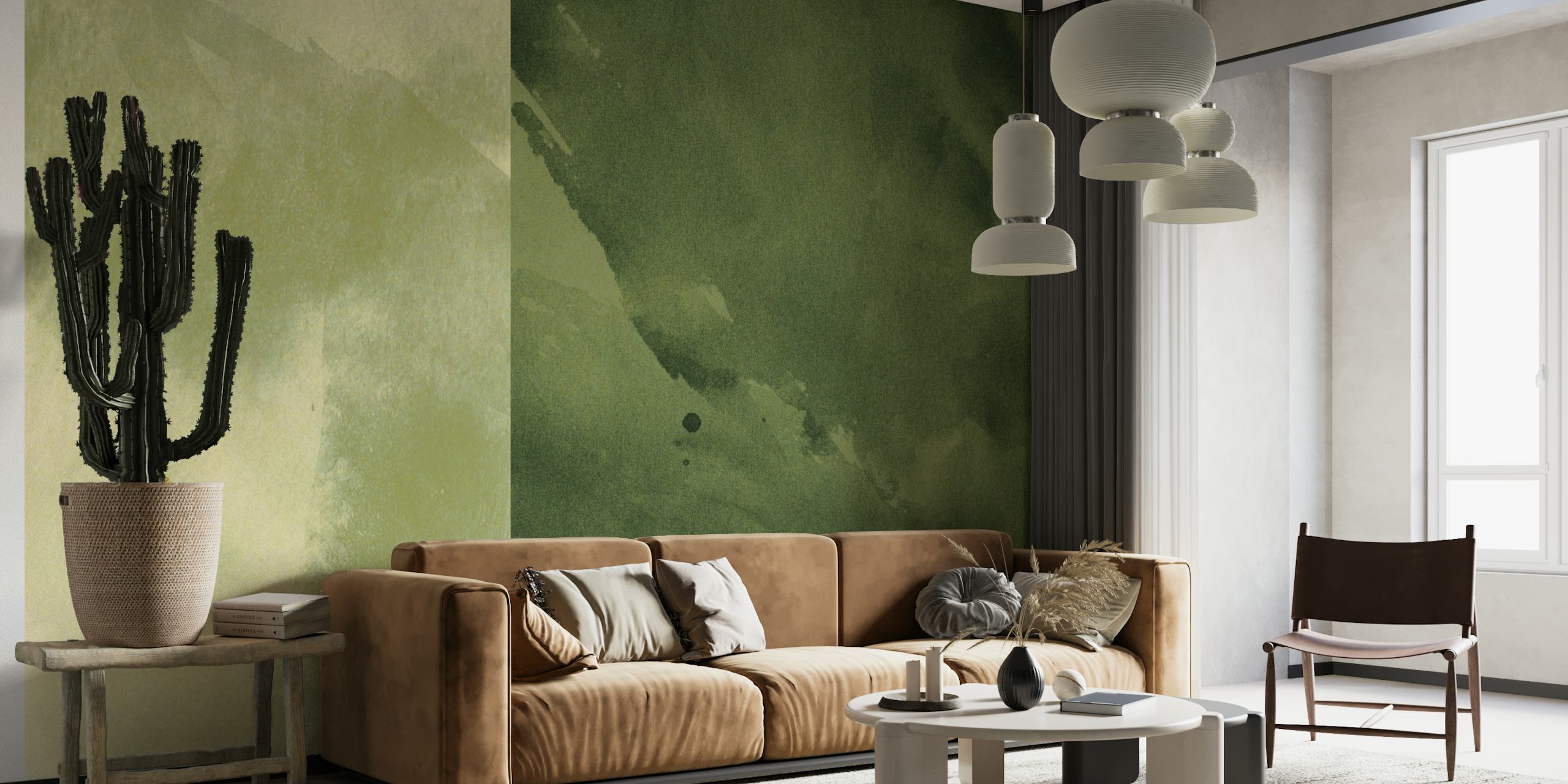 Watercolor Green wallpaper displayed in a room