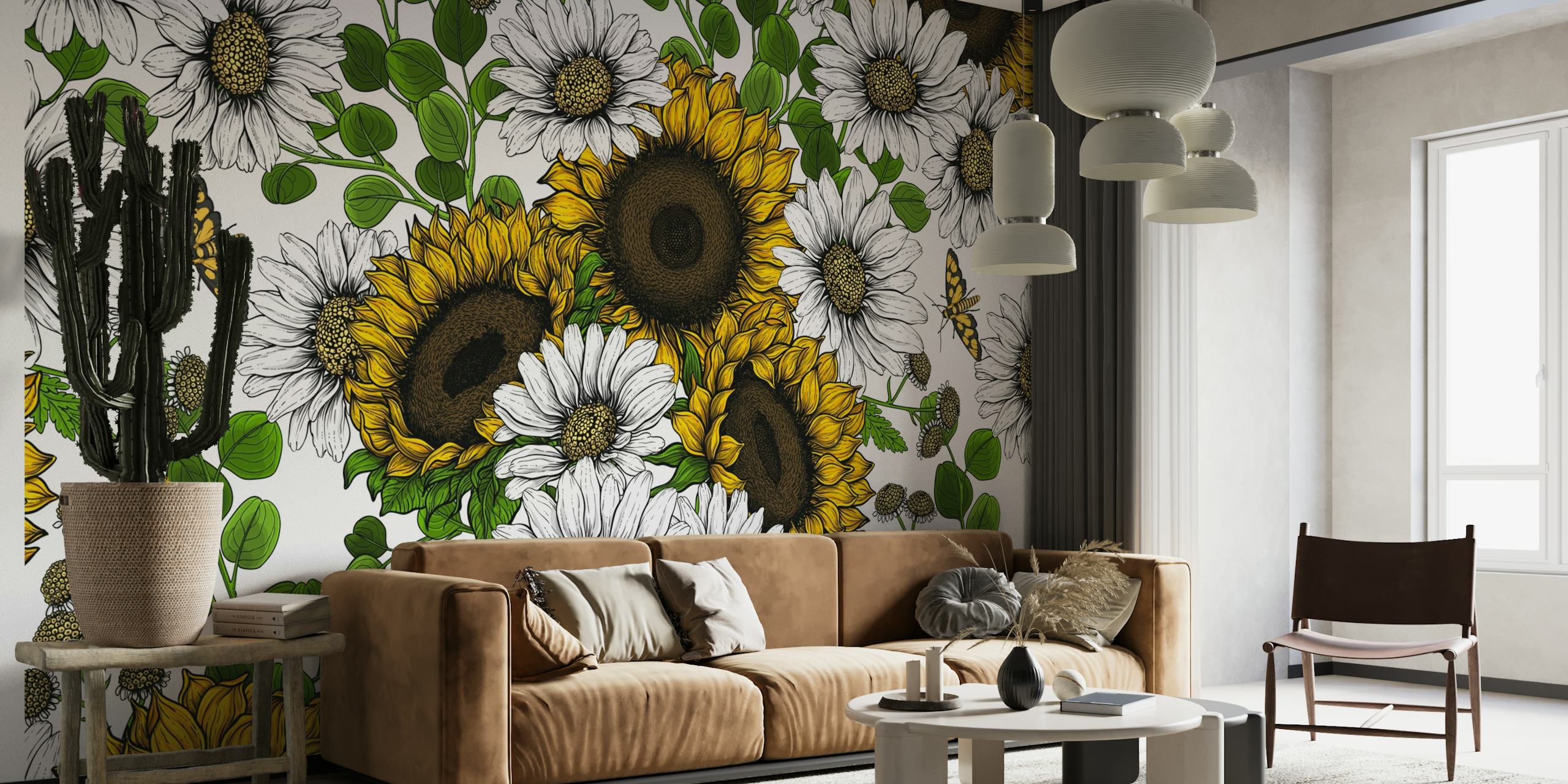 Sunflowers and daisies 3 wallpaper