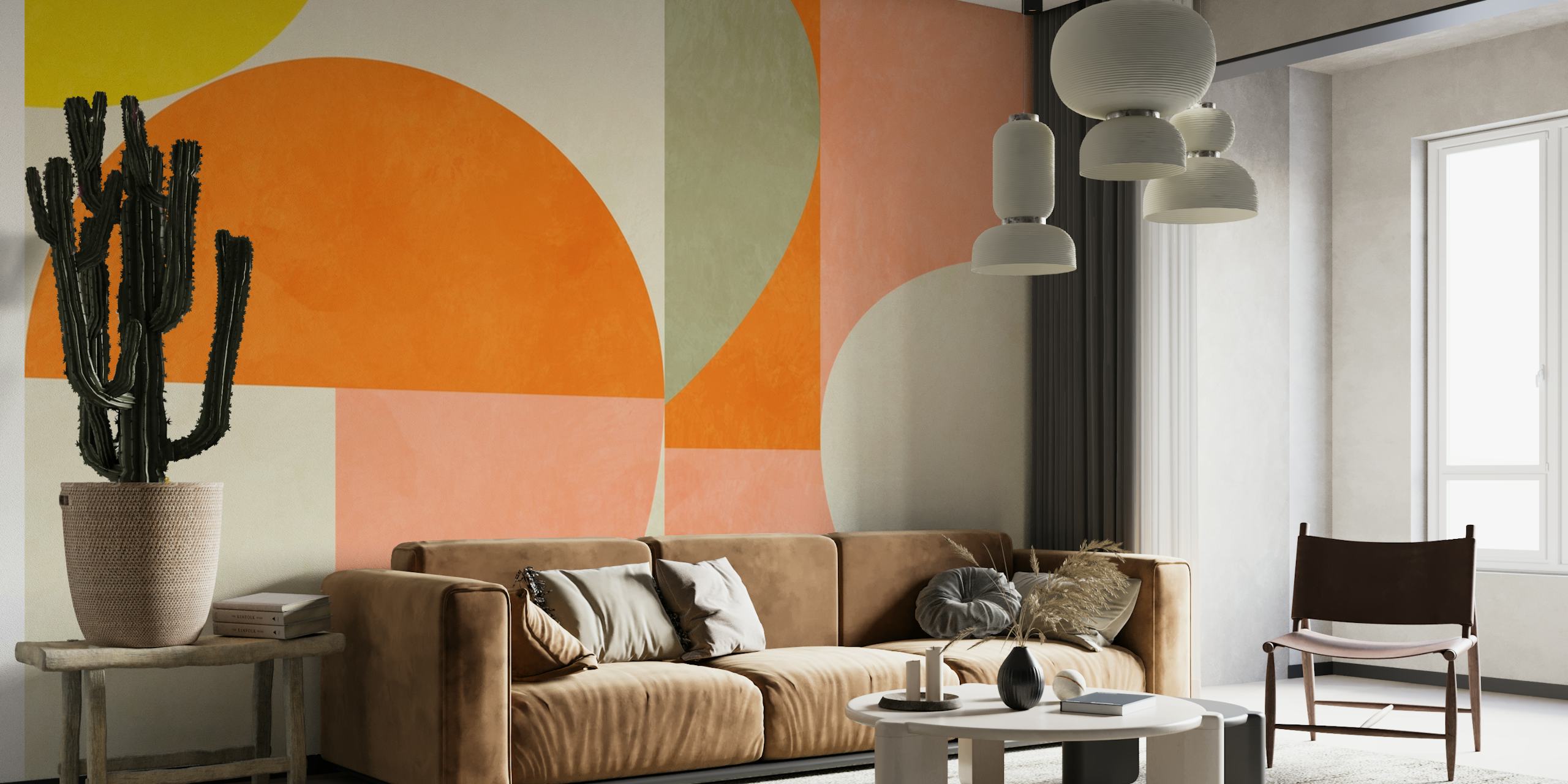 Mid century summer wallpaper in a room