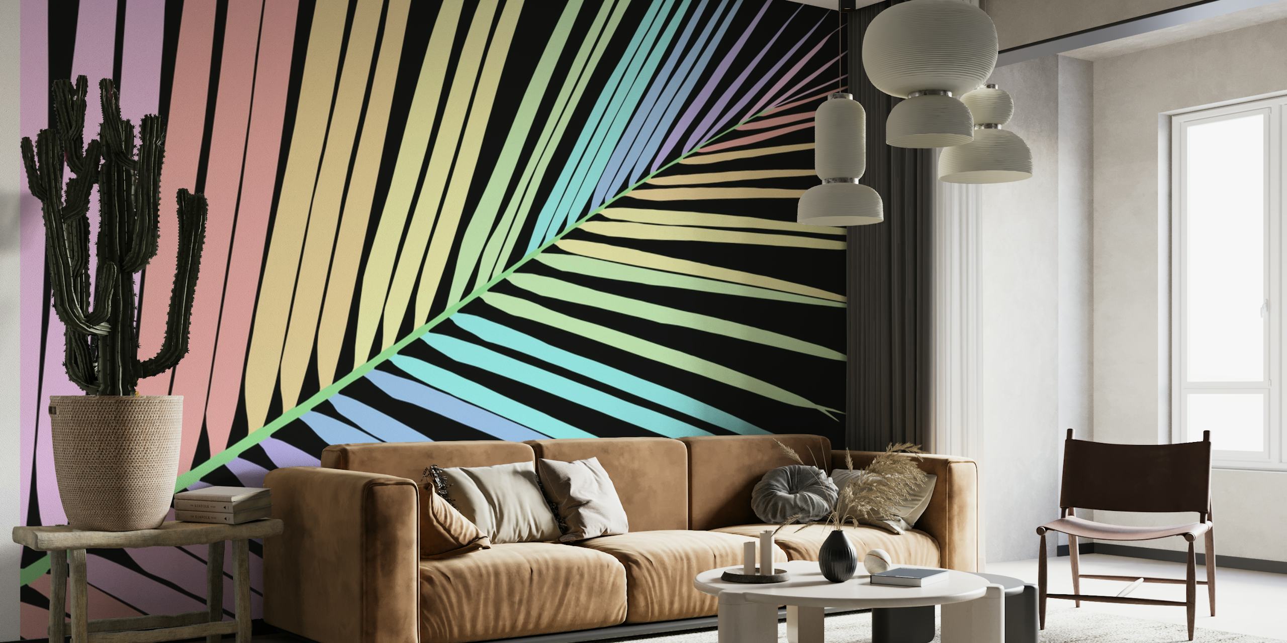 Rainbow Palm Leaf 1 papel de parede