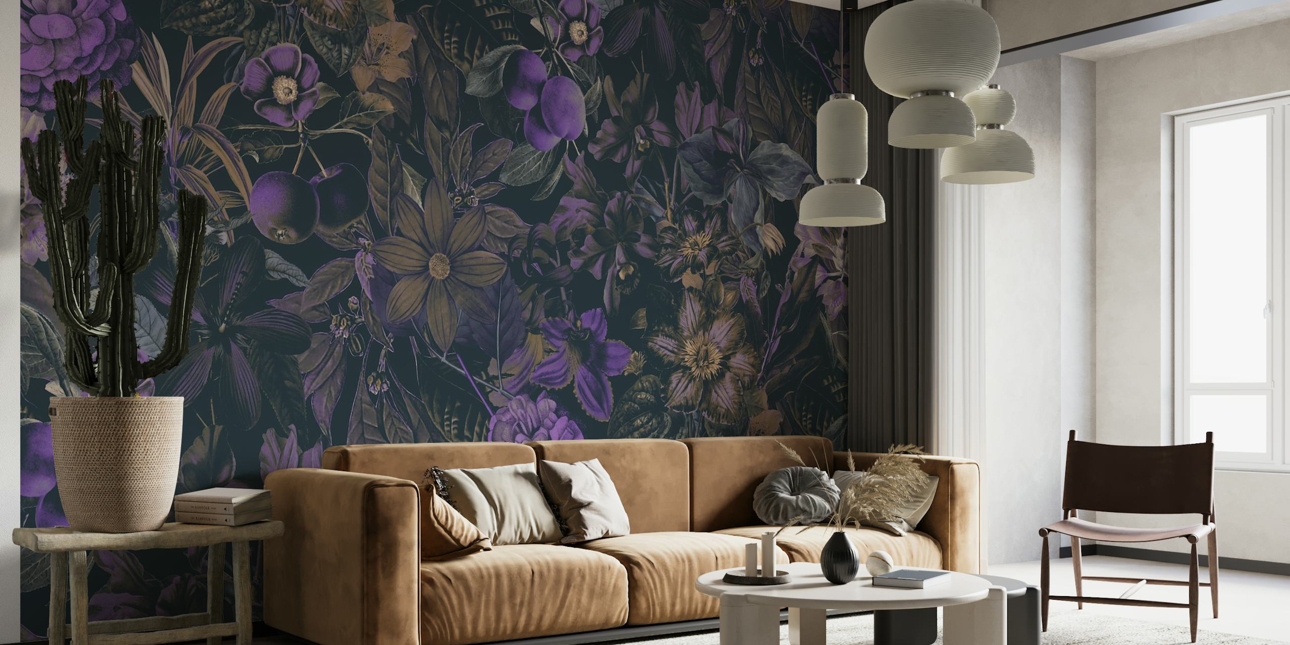 Purple Flower Jungle behang