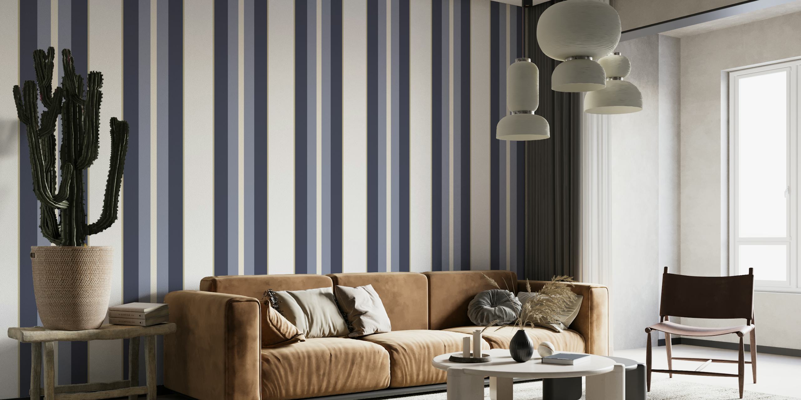 Ταπετσαρία Classic Stripes Blue Tones σε ένα δωμάτιο