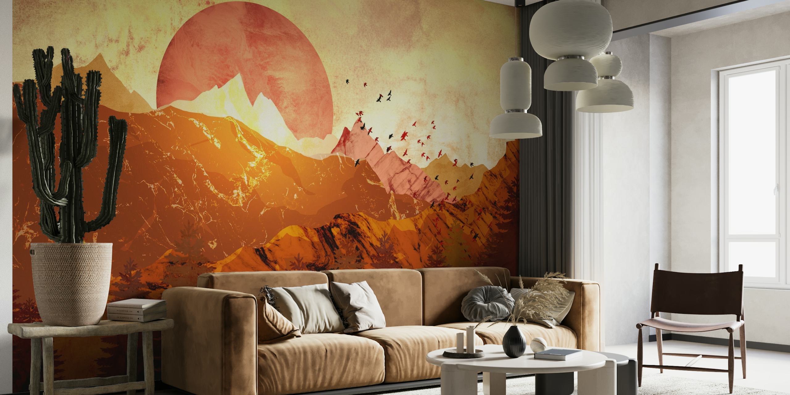 Golden Mountains by Red Sunset papel pintado