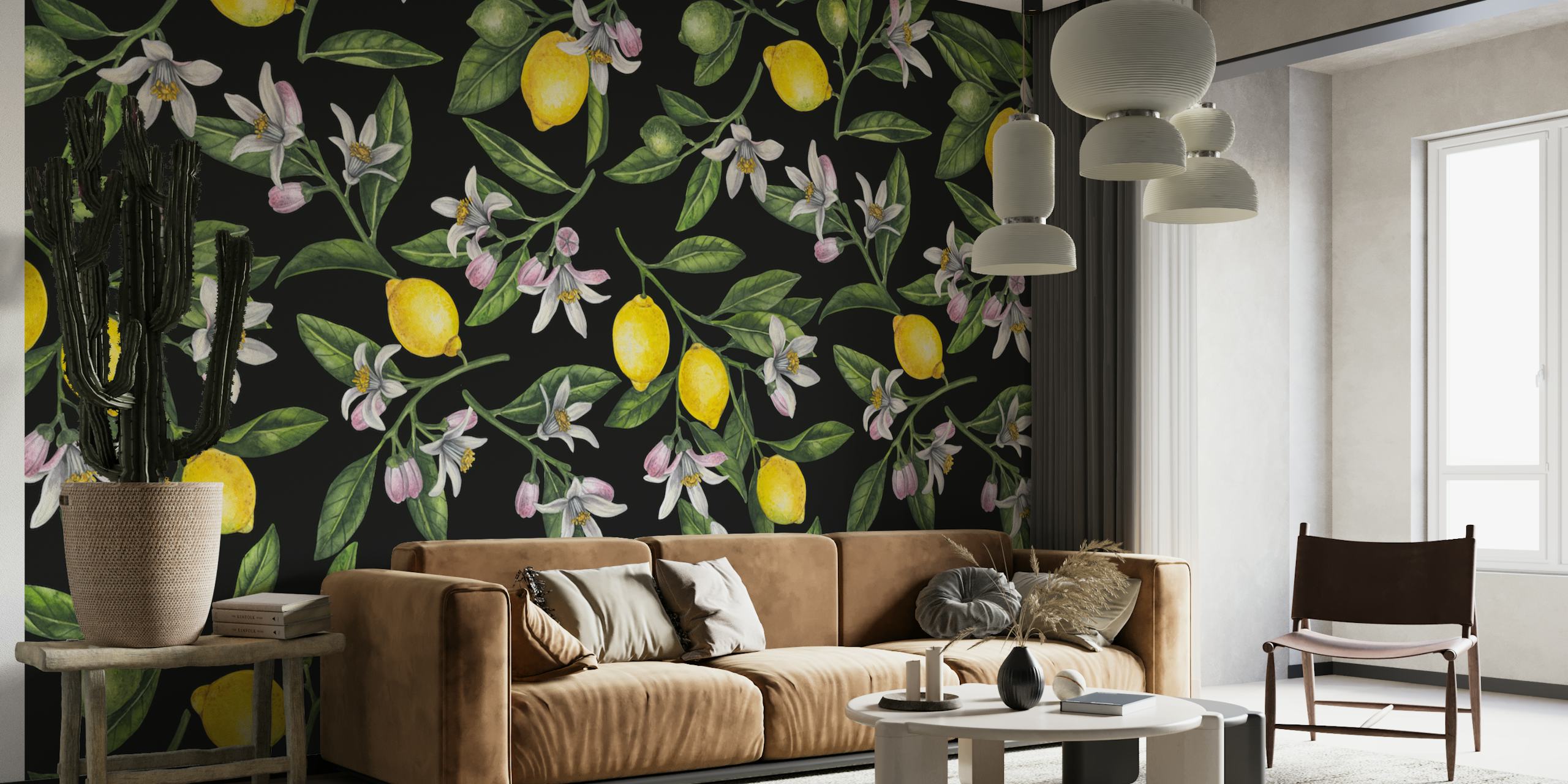 Design de papier peint Lemon branches dans une pièce