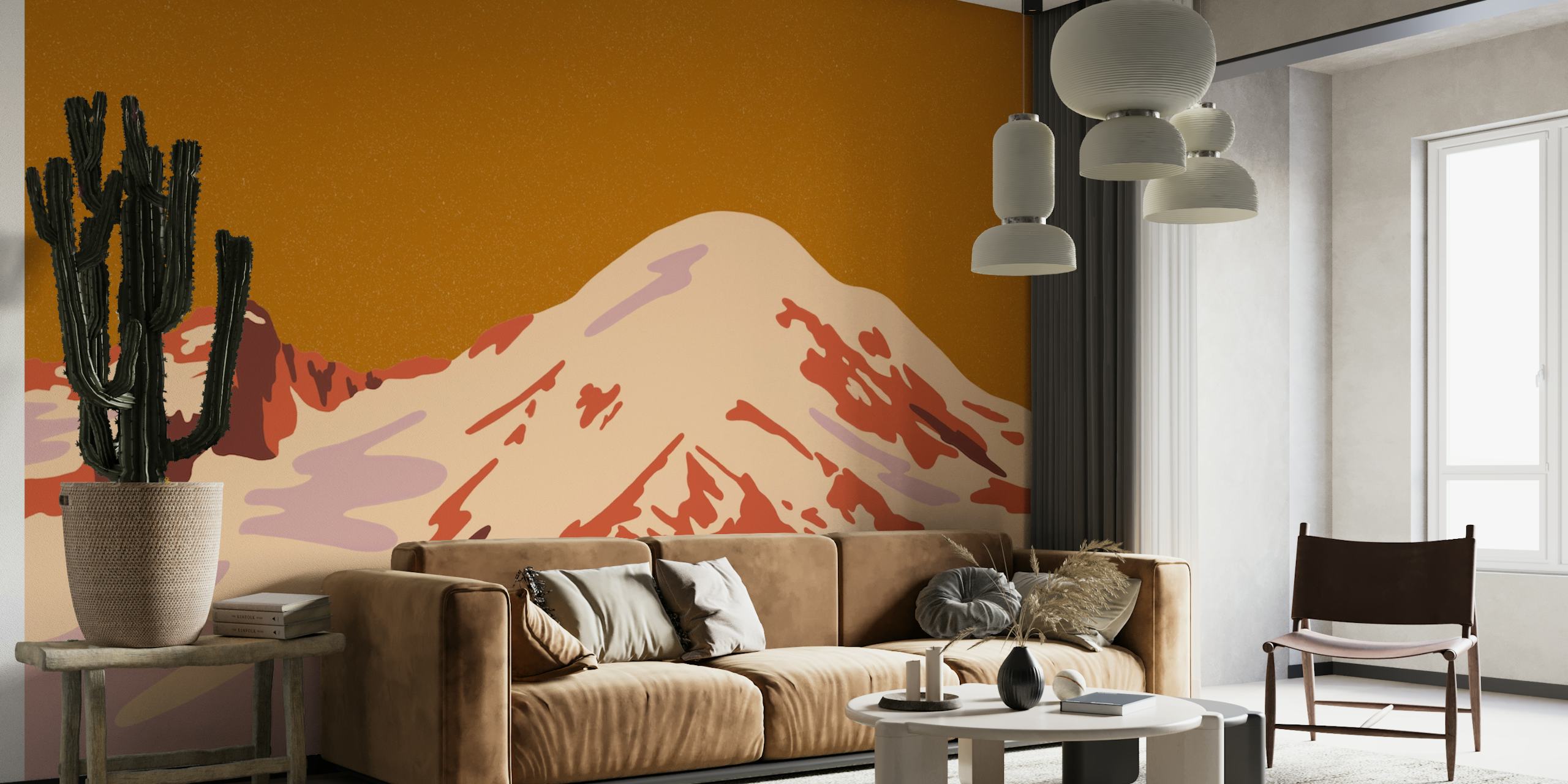Mount Rainier at Sunrise wall mural depicting the snow-capped peak in warm sunrise hues