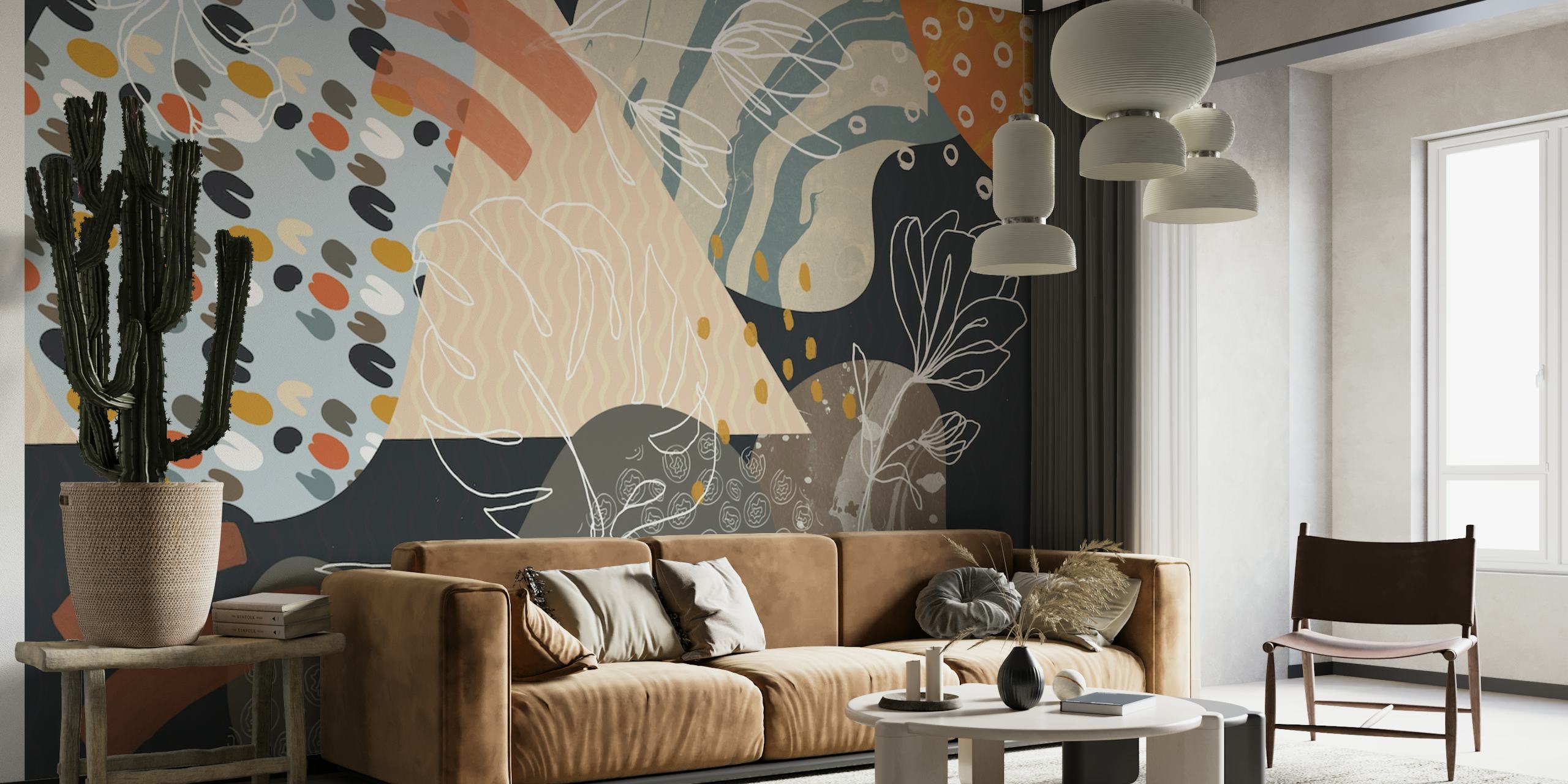 Retrotropical art wall wallpaper